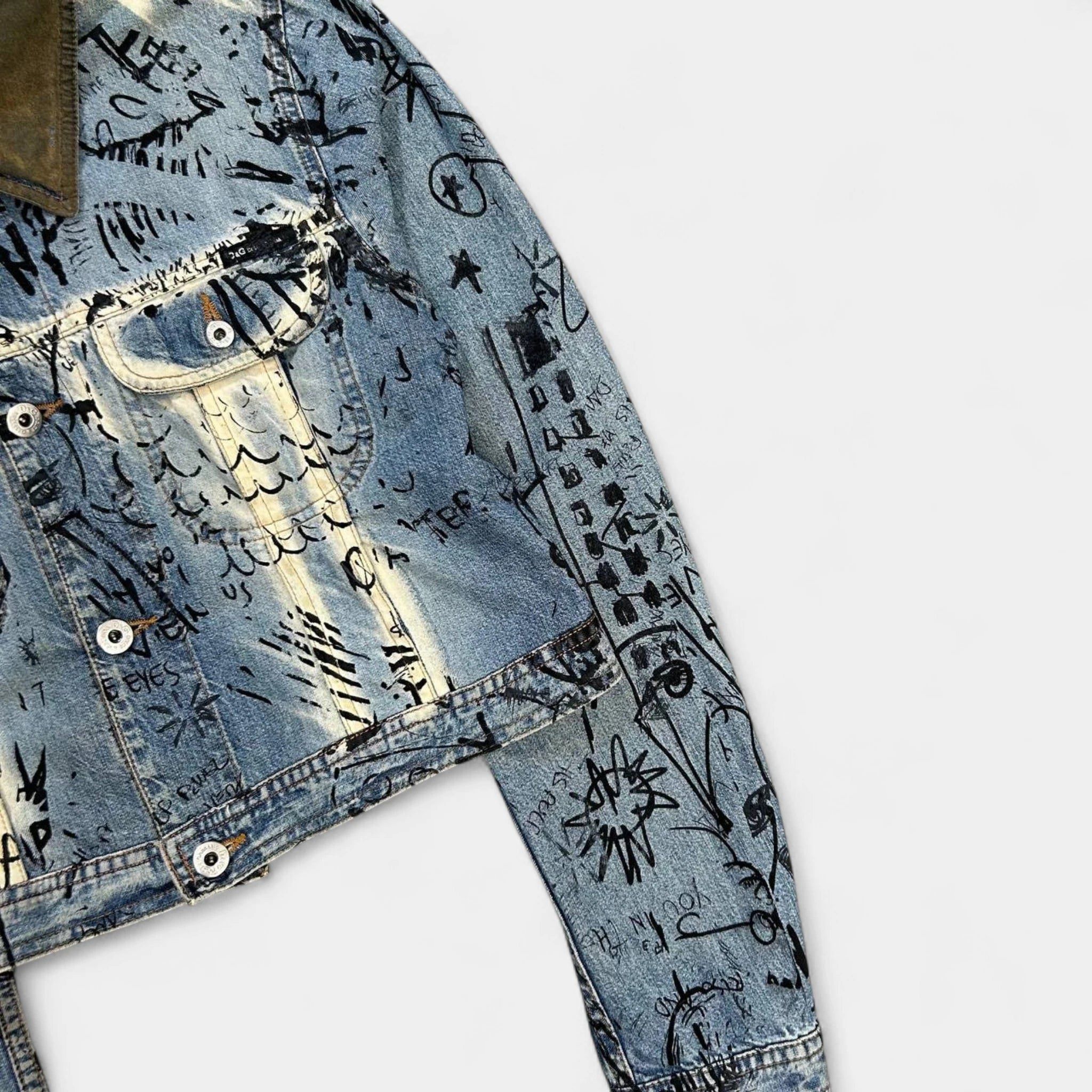 Dolce & Gabbana Dolce & Gabbana 2000s Denim Scribble Denim Jacket Size US XS / EU 42 / 0 - 3 Thumbnail
