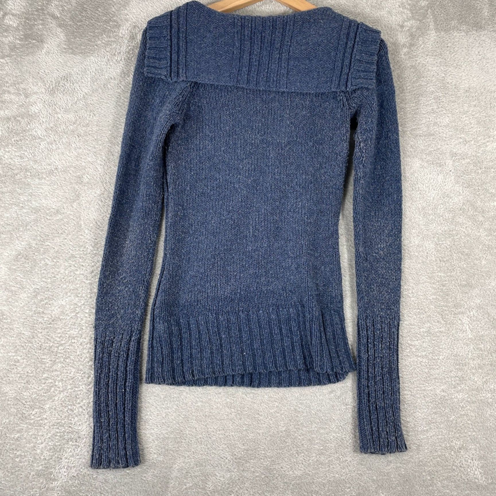 Vintage VINTAGE Y2K Cable Knit Hooded Wool Sweater Womens M Blue Bell a Swan 2000s Fairy Size M / US 6-8 / IT 42-44 - 4 Thumbnail