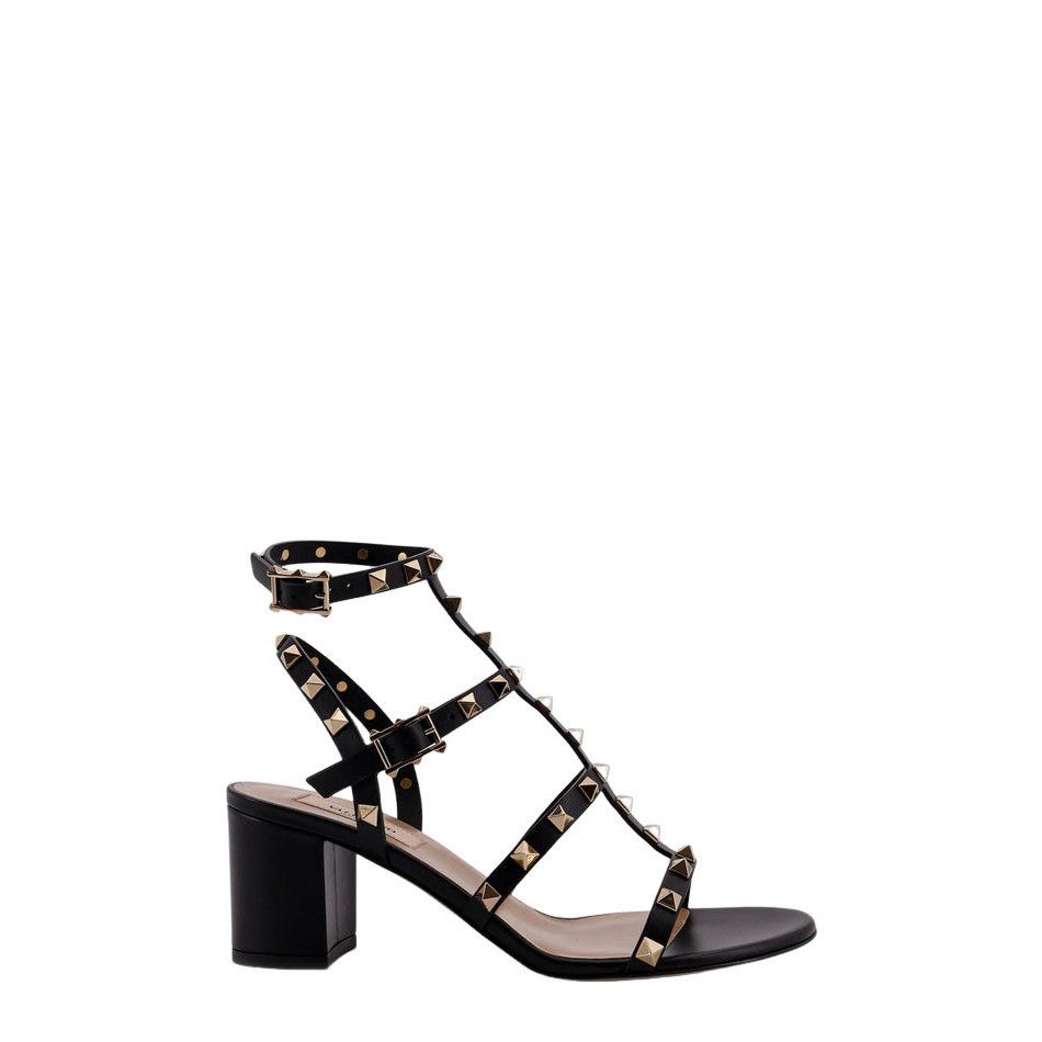 VALENTINO GARAVANI Rockstud Black Leather 60mm Sandals New (