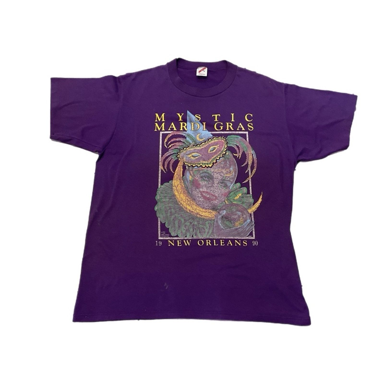 Jerzees Vintage 1990 Mardi Gras New Orleans Mystic Masquerade TShirt Size US XL / EU 56 / 4 - 1 Thumbnail