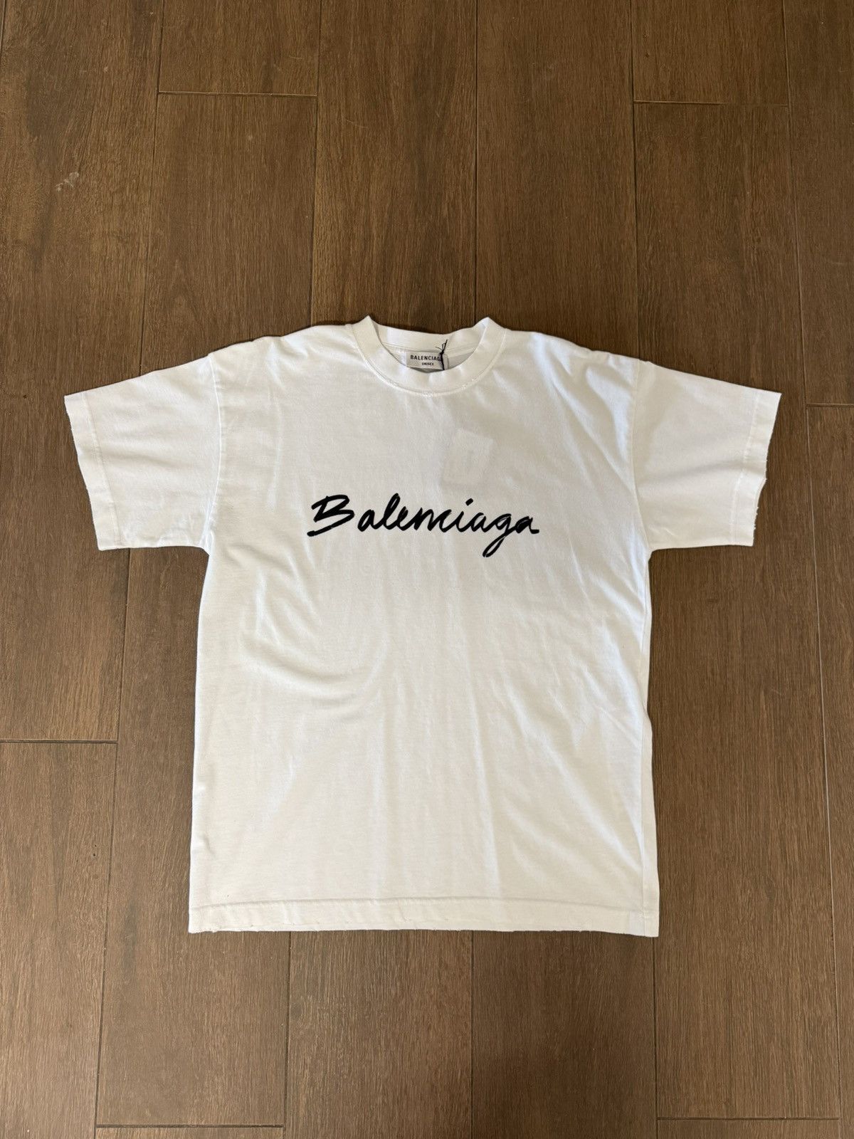 Balenciaga Balenciaga Script Logo White T Shirt | Grailed