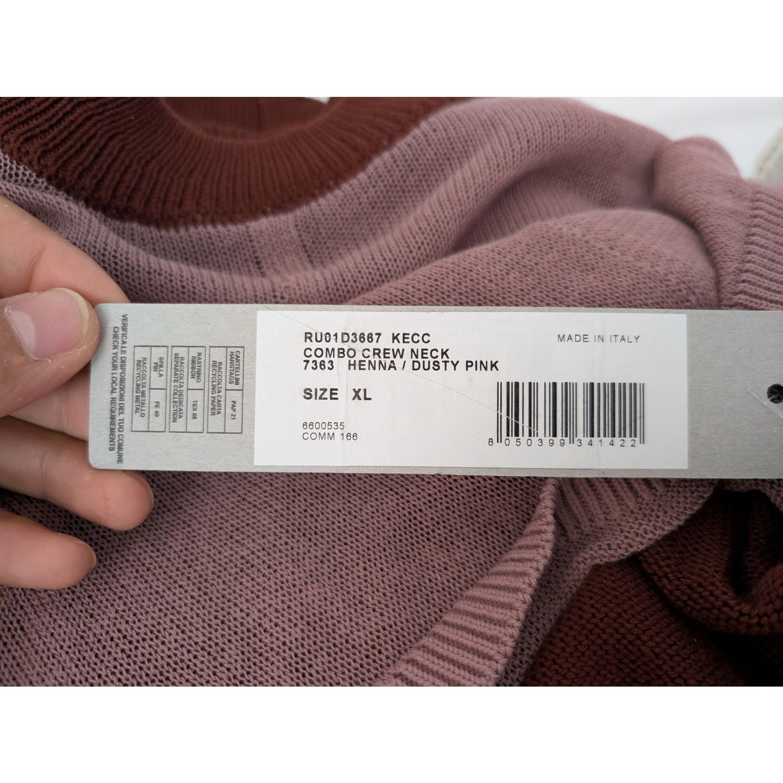 Rick Owens o1rshd1 Combo Crewneck Sweat Sweatshirt Henna / Dusty Pink Size US XL / EU 56 / 4 - 16 Thumbnail
