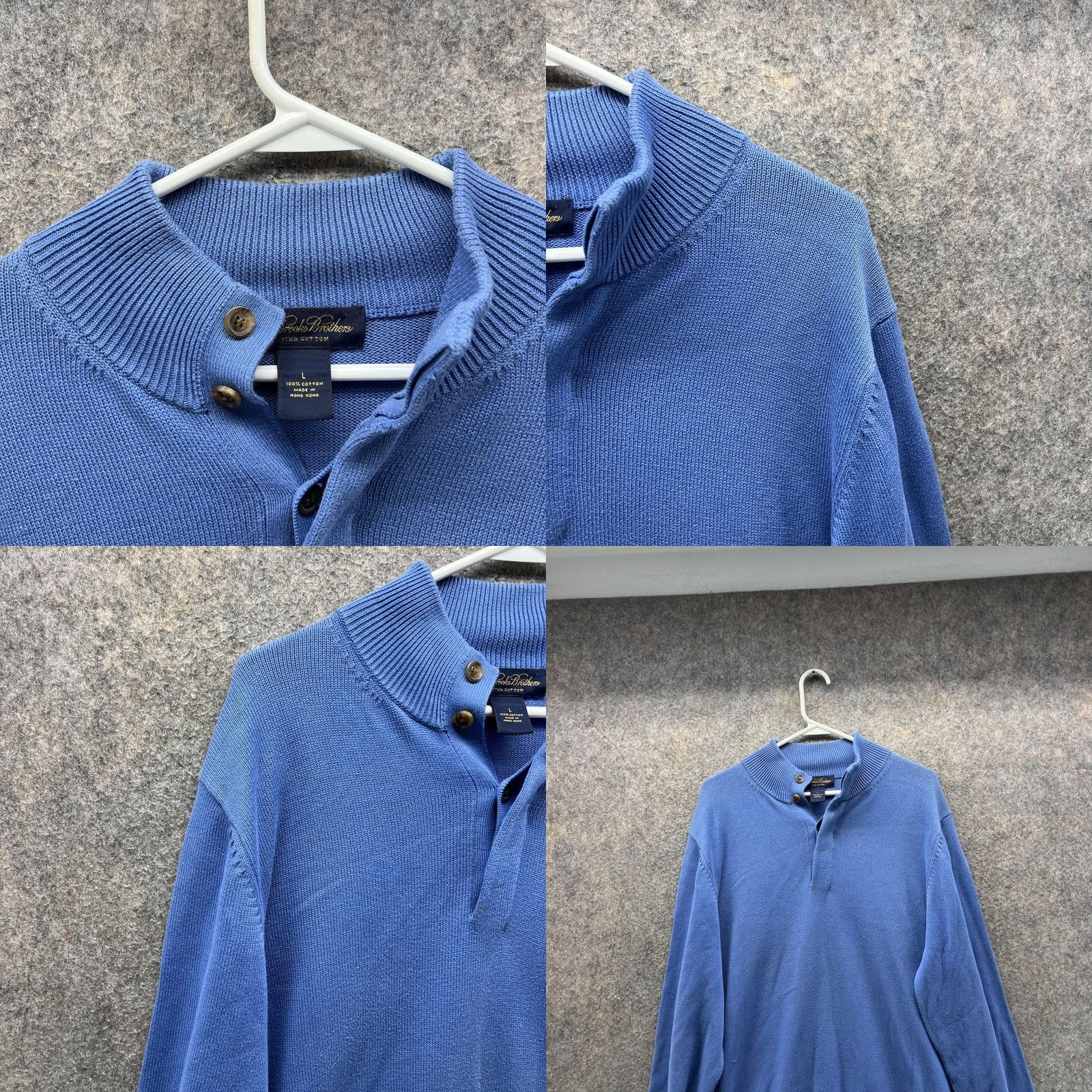 Brooks Brothers VINTAGE Brooks Brothers Sweater Men Large Pullover Fleece Blue Cotton Pima Logo Jacket Winter Fall Spring Summer Size US L / EU 52-54 / 3 - 8 Thumbnail