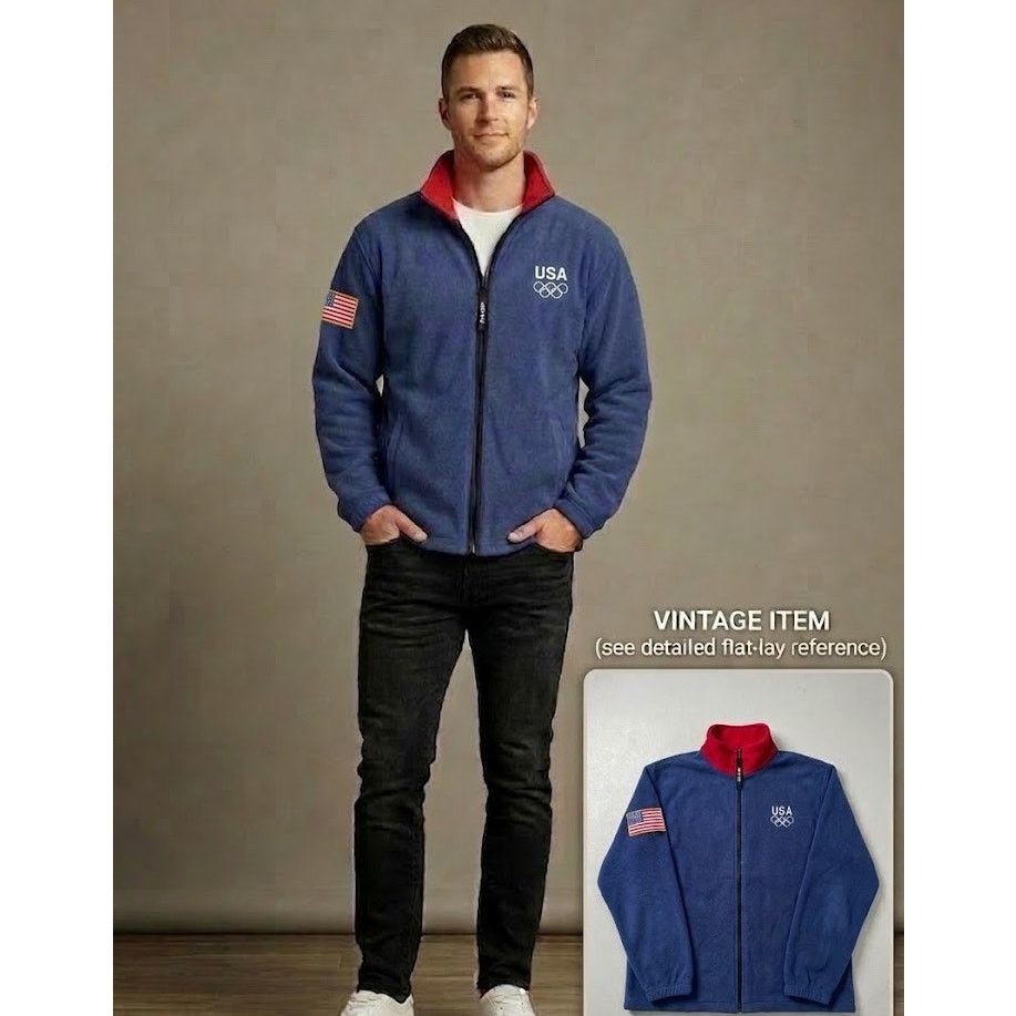 Vintage Team USA Vintage Olympic Rings Fleece Jacket XL Blue RED Size US M / EU 48-50 / 2 - 1 Thumbnail