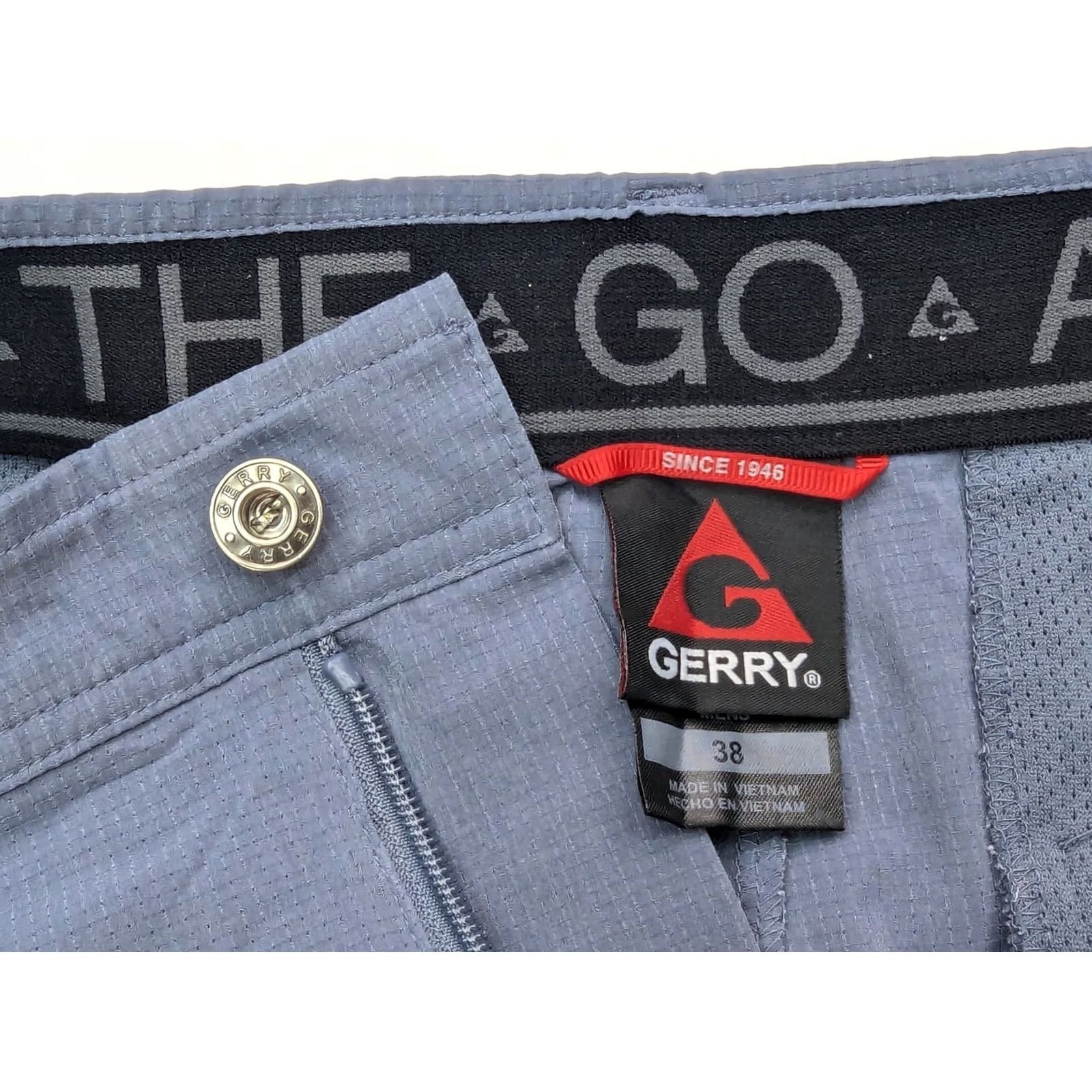 Vintage Gerry Chino Golf Shorts Men 38x10 Light Blue 10" Inseam 5-Pocket Ripstop Outdoor Comfort Regular Rise Knits Nylon Spandex Logo Size US 38 / EU 54 - 6 Thumbnail