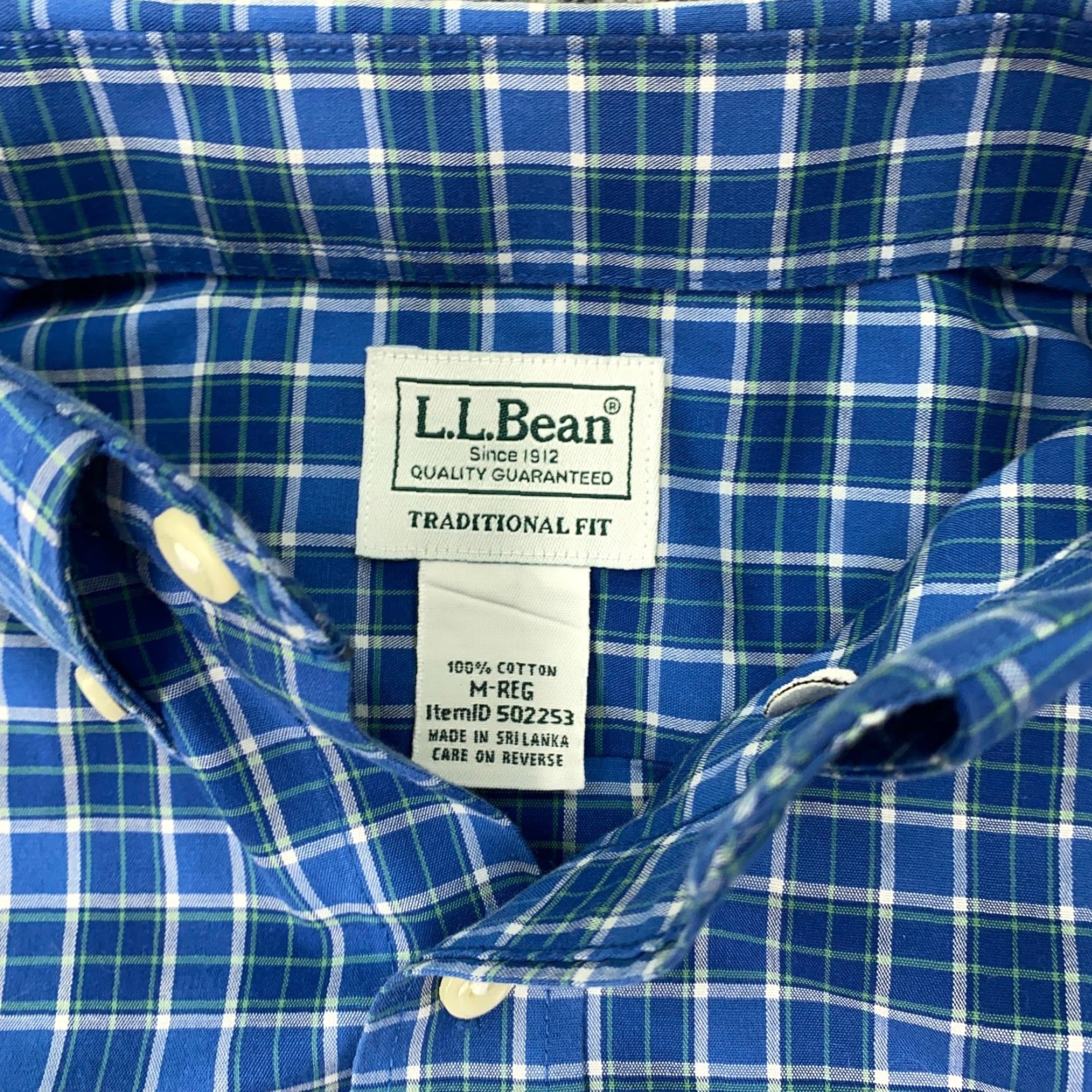 Vintage VINTAGE L.L. Bean Men's Shirt Short Sleeve Button-Up Cotton Plaid Classic Fit Casual Travel Workwear Blue M Size US M / EU 48-50 / 2 - 4 Thumbnail