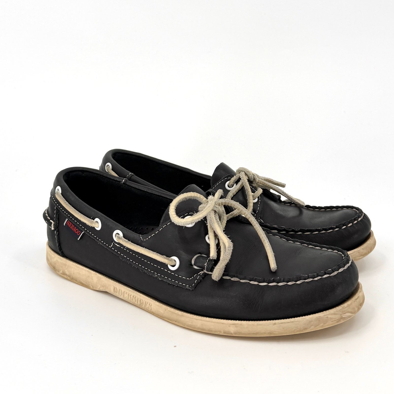 Sebago Sebago Navy Blue Genuine Leather Docksides Boat Shoes Size US 8 / EU 41 - 1 Thumbnail