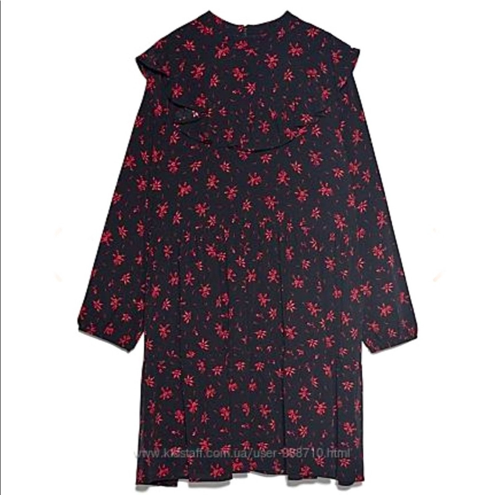 Zara Zara black ruffle mini dress with red floral print sz Small | Grailed