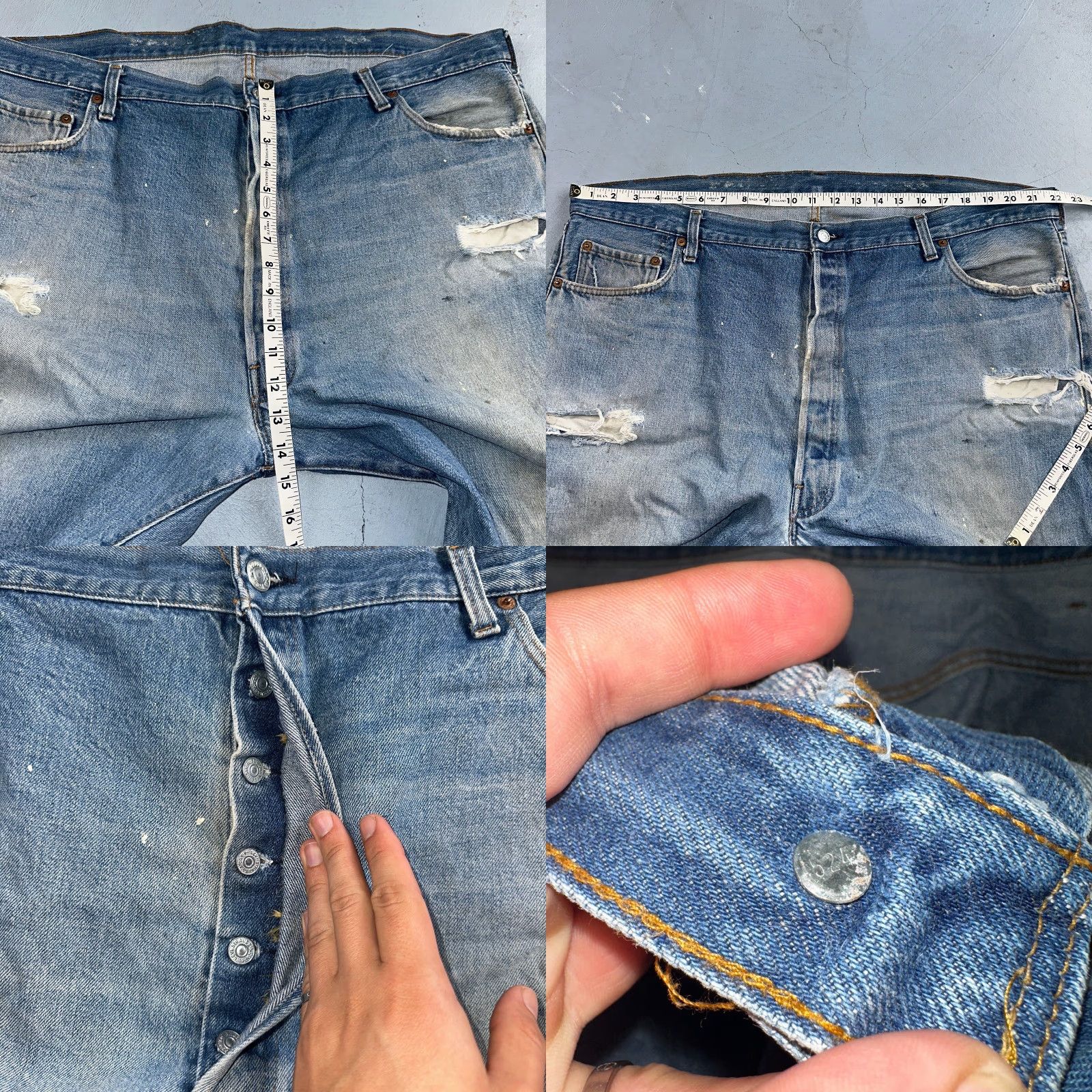 Levi's VINTAGE Levi's 501 Jeans Men 48x30 Light Wash 80s USA Distressed Straight Fit Size US 32 / EU 48 - 8 Thumbnail