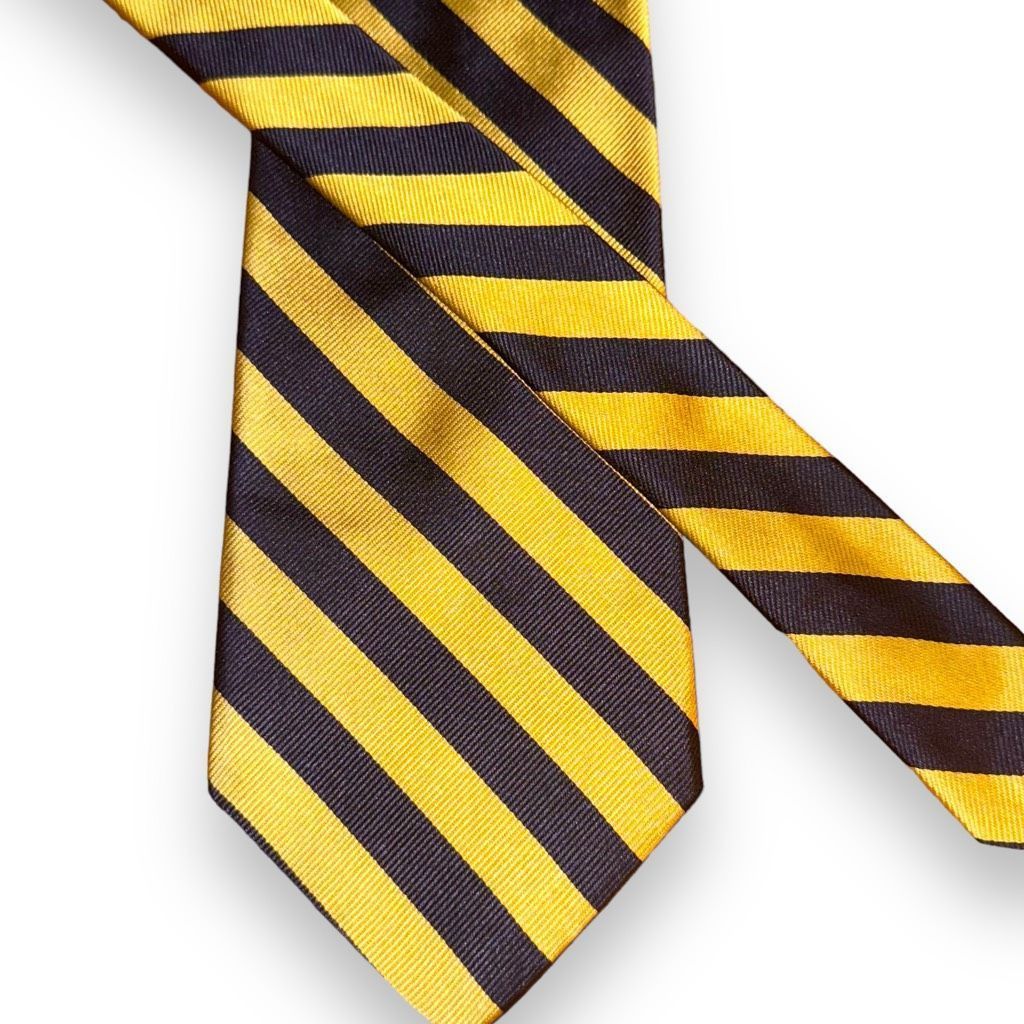 Brooks Brothers Navy and Gold Brooks Brothers Rep Strip Neck Tie Handmade in Size ONE SIZE - 1 Thumbnail