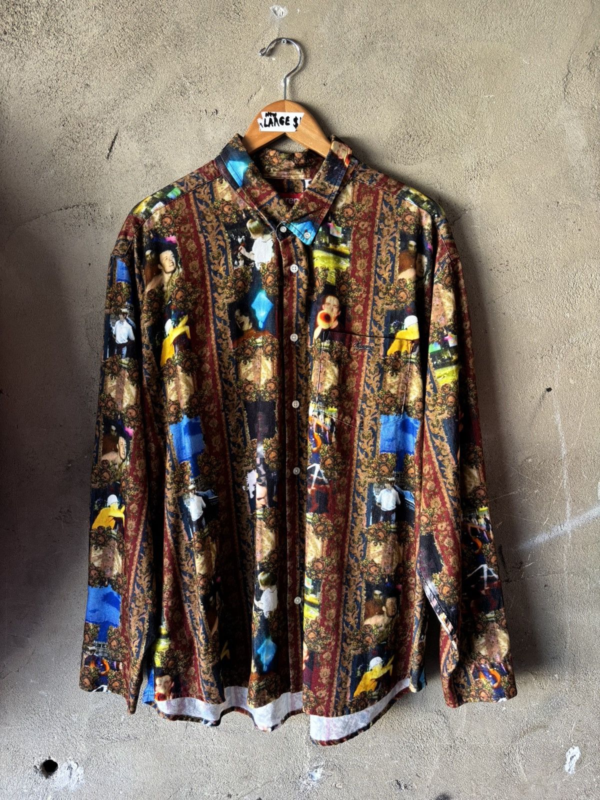Supreme Mark Leckey Hardcore Printed Corduroy Shirt XLarge