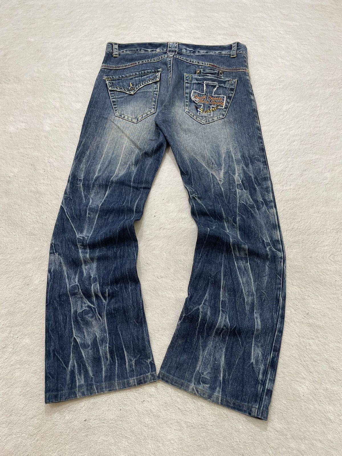 Hysteric Glamour 2000s Hysteric Flare Raw Denim Heavy Fading Embroidered Y2K Size US 36 / EU 52 - 1 Thumbnail