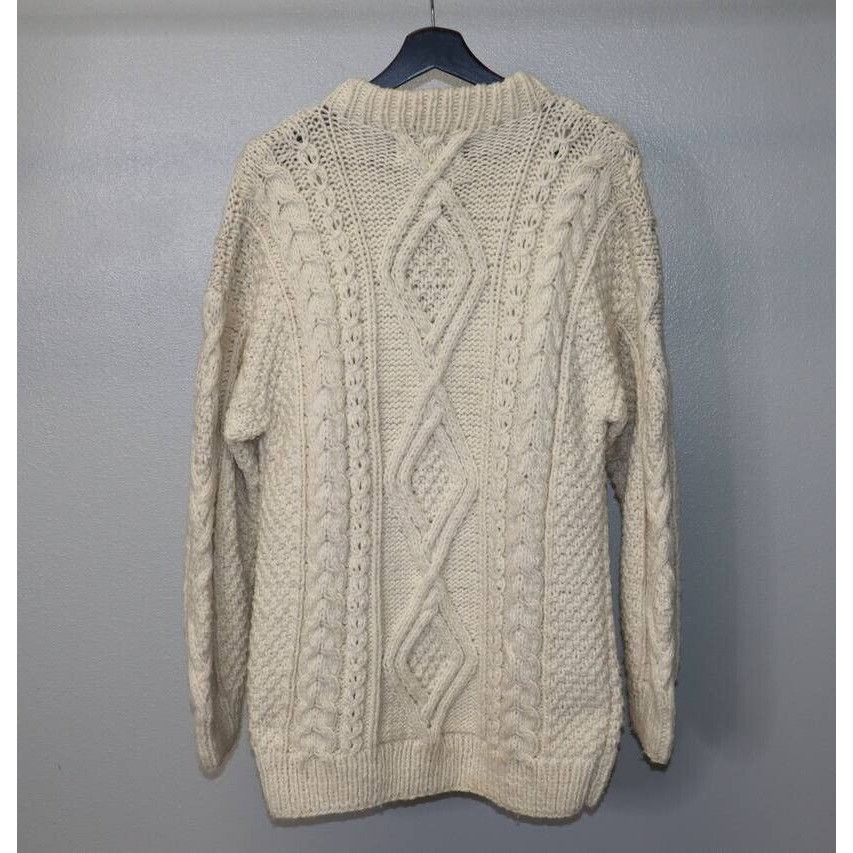 Vintage Artesanias Ishka Sweater Womens OS Ivory Wool Fisherman Size ONE SIZE - 2 Thumbnail