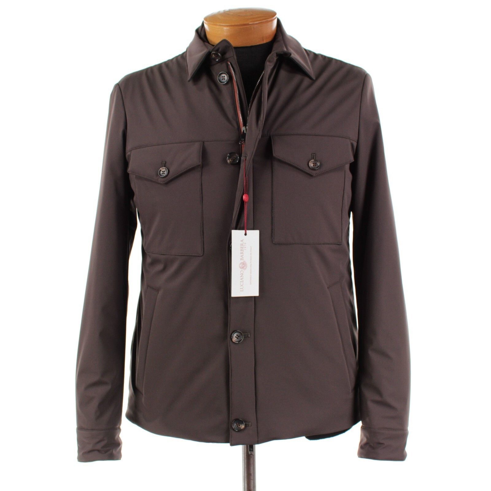 Luciano Barbera Overshirt Size L US In Brown Polyamide Blend