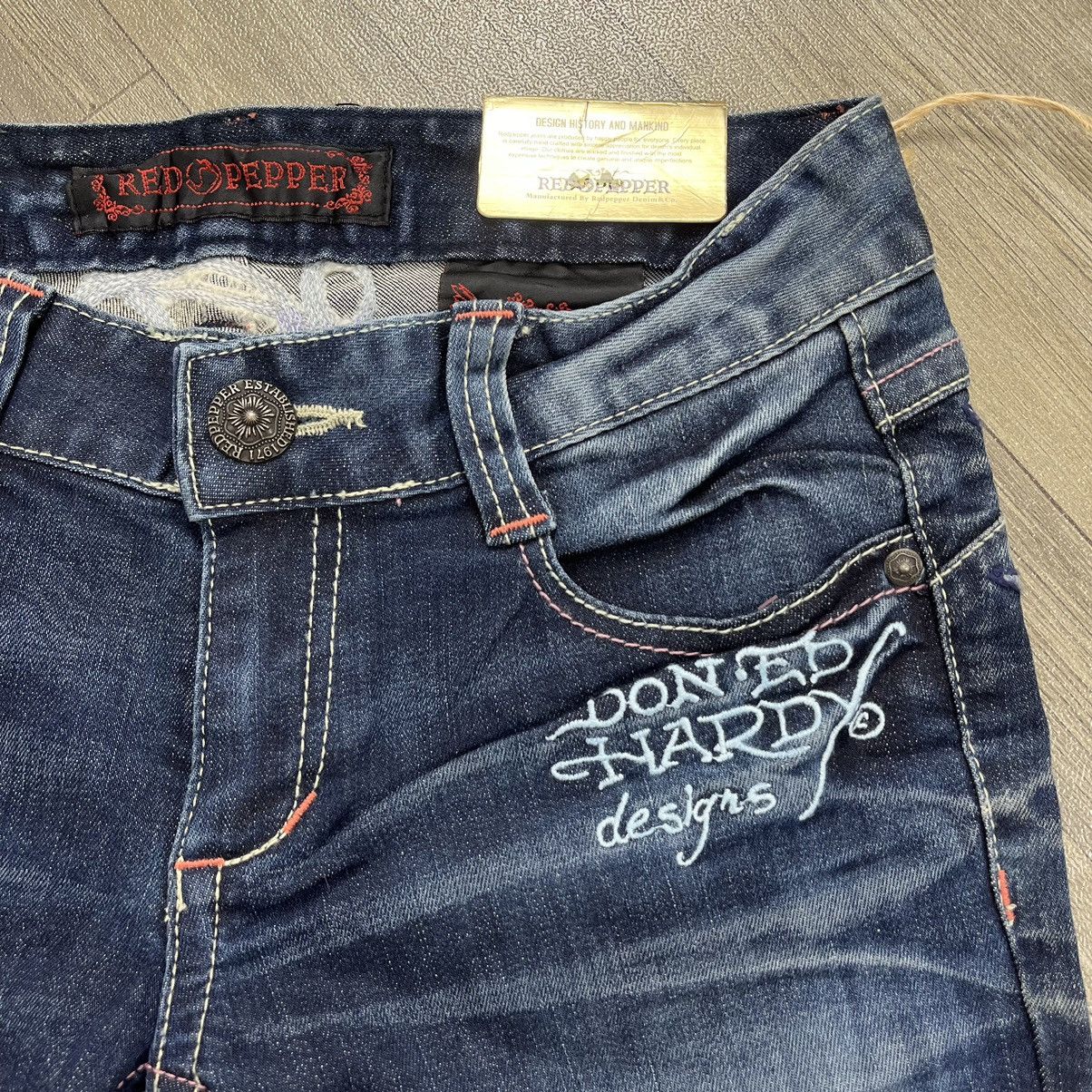 Ed Hardy Dead stock Y2K RedPepper x Ed Hardy Embroidery Flared Jeans Size 29" - 14 Thumbnail