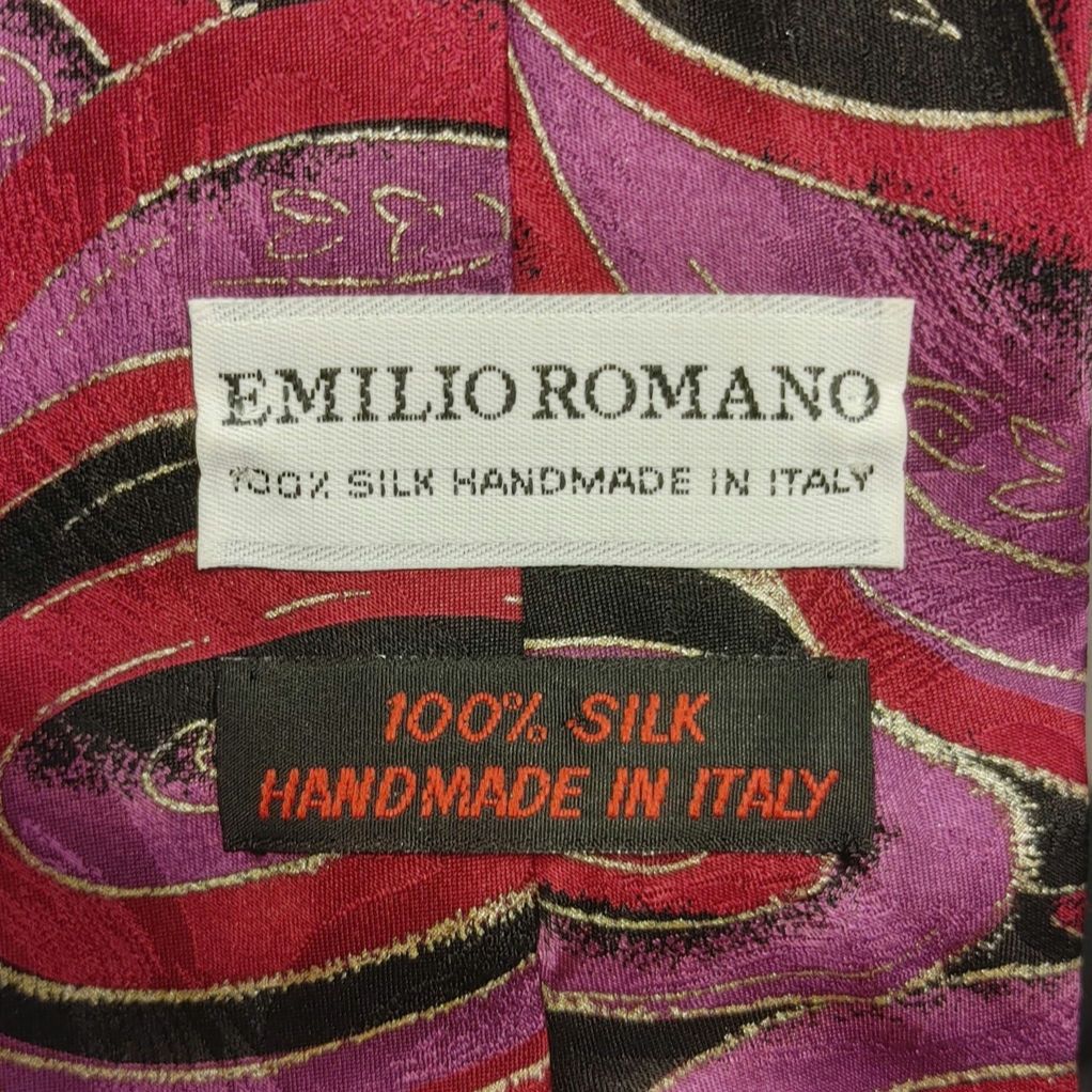 Other VTG Emilio Romano Silk Red/Pink/Black Abstract Swirl Tie Size ONE SIZE - 2 Thumbnail