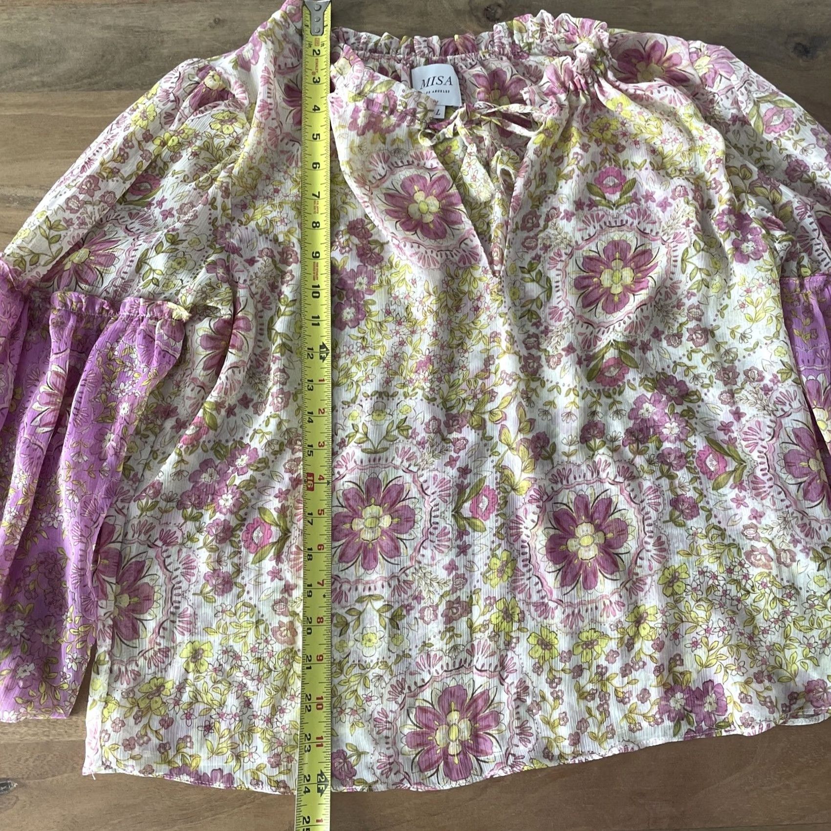MISA Los Angeles Misa Los Angeles Blouse Women's Peasant Floral Chiffon Boho Top Puff Sleeve Multicolor L USA Hipster Bohemian Tunic Shirt Colorful Size L / US 10 / IT 46 - 5 Thumbnail