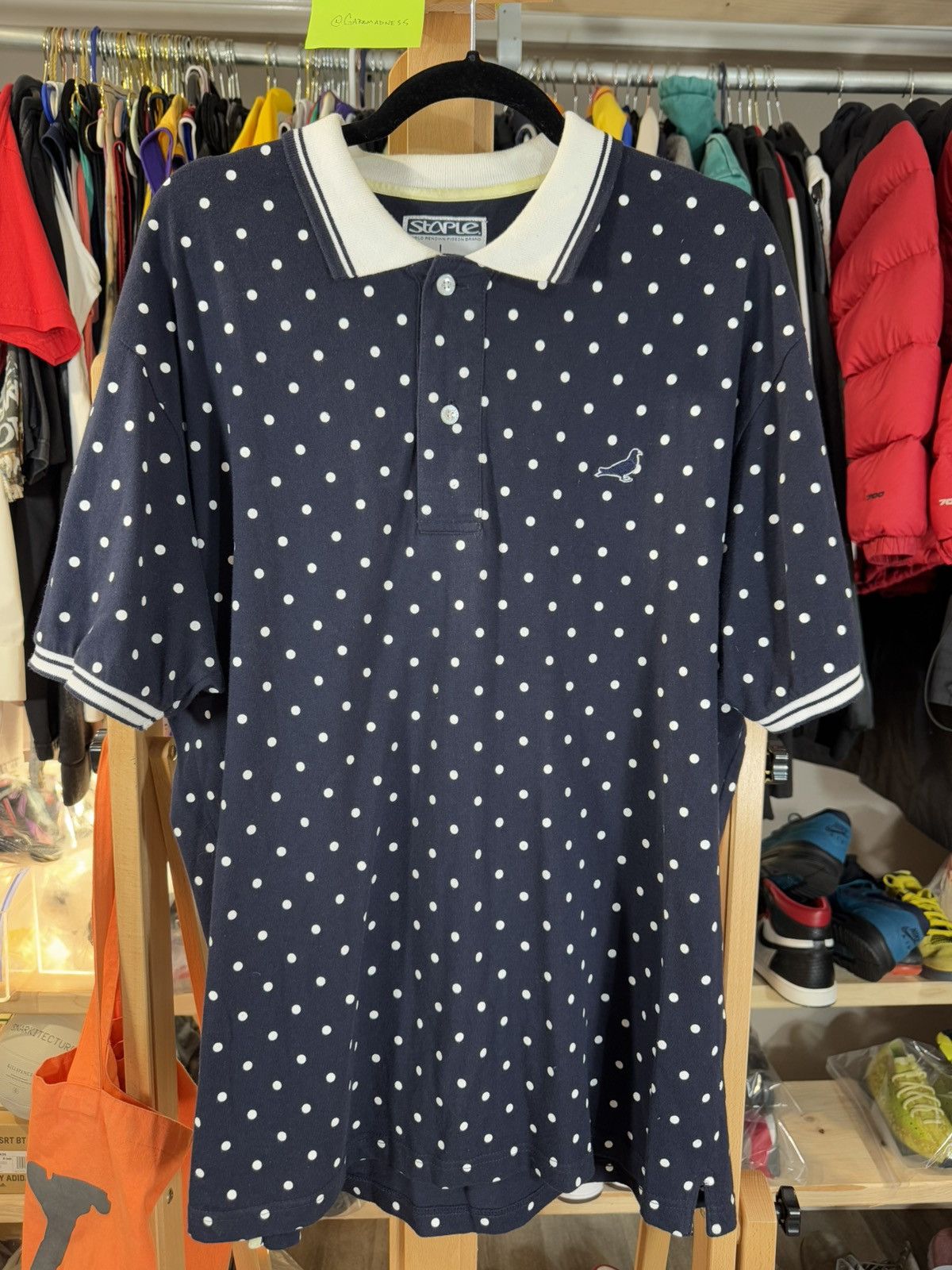 Staple STAPLE Polo Polka Dots Navy “storied” Size US L / EU 52-54 / 3 - 1 Thumbnail