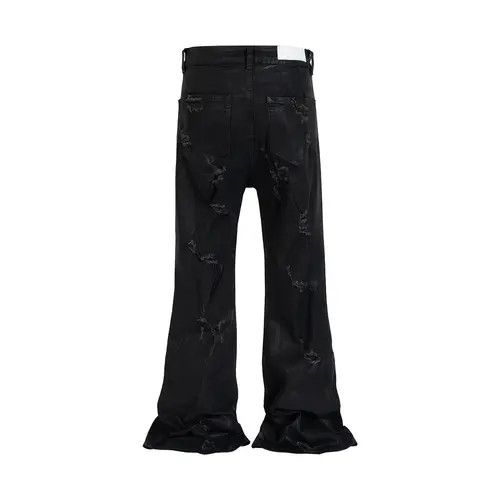 VIBE High Street Ripped Damaged Coatted Wax Baggy Flare Size US 32 / EU 48 - 5 Thumbnail