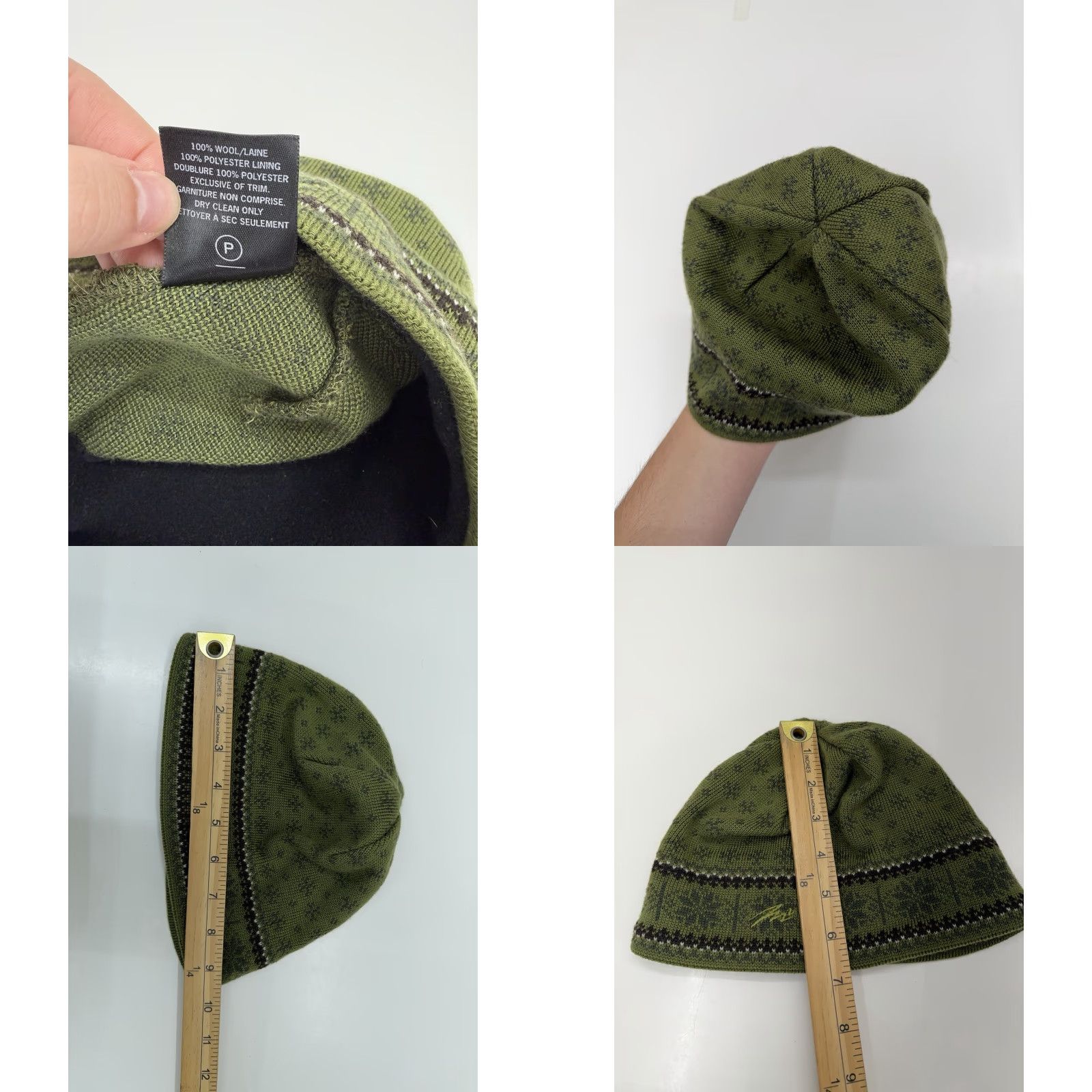 Vintage Merkley Headgear Hat Green Snowflake Wool Polartec Beanie Winter Lined Polo? Size ONE SIZE - 8 Thumbnail