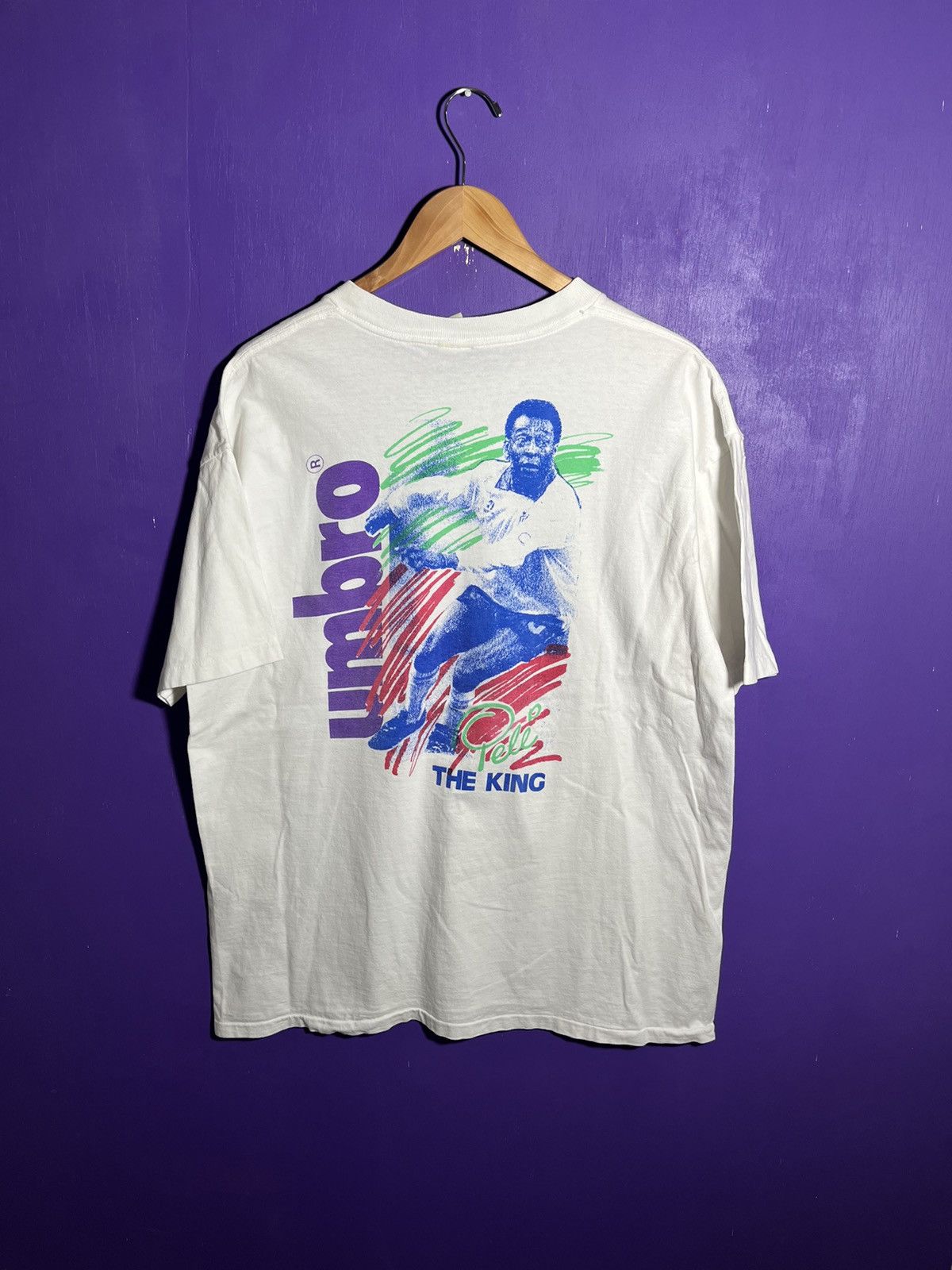 Umbro × Vintage Vintage 90s Umbro Pele the king player t-shirt Size US XL / EU 56 / 4 - 2 Thumbnail