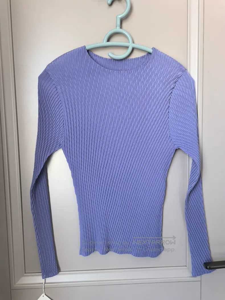 Issey Miyake Issey Miyake Blue-Purple Small Fish Scale Long Sleeve Top Size M / US 6-8 / IT 42-44 - 2 Thumbnail