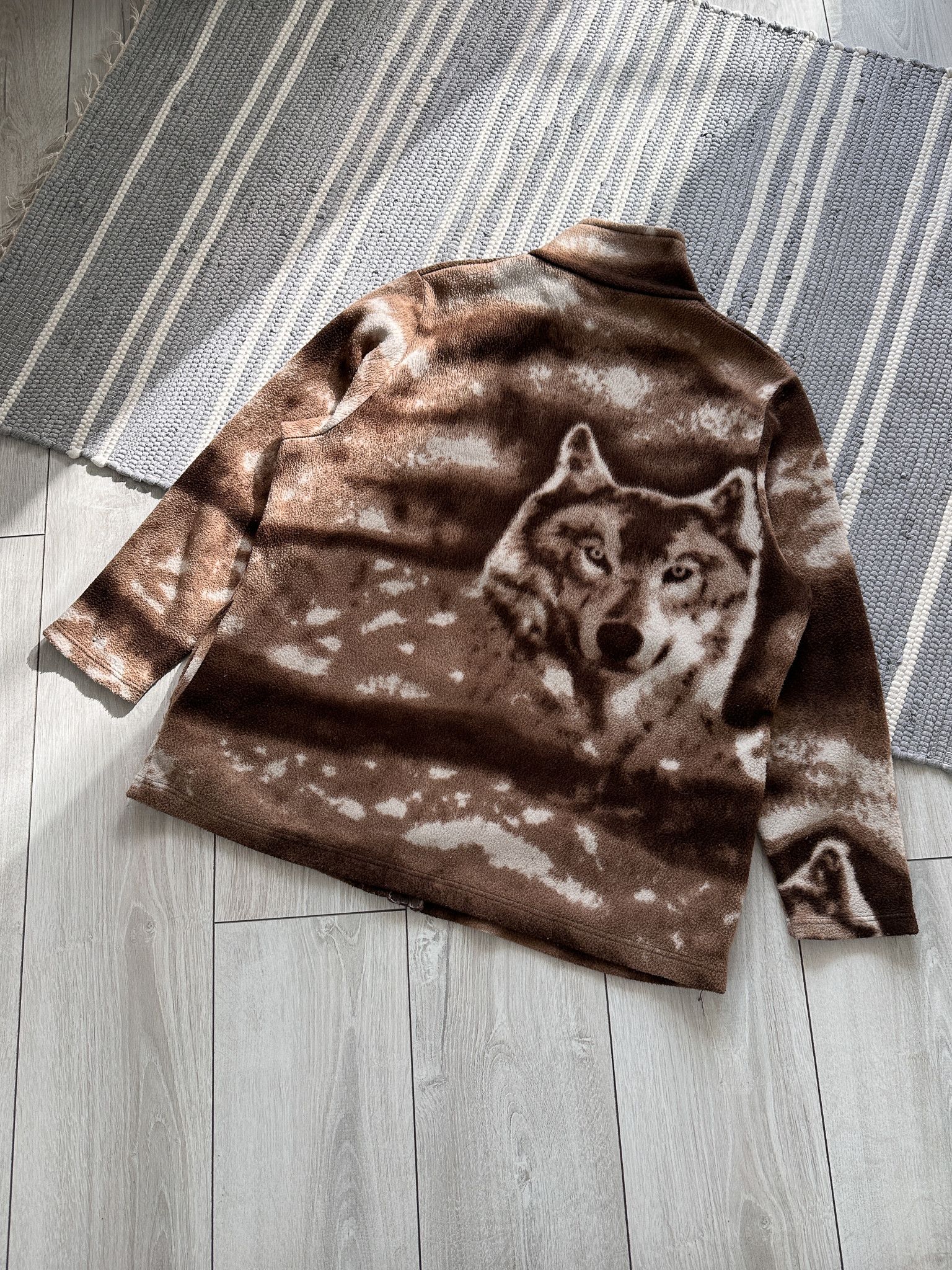 Vintage Vintage Wolf Printed Full Zip Fleece Jacket Size L / US 10 / IT 46 - 2 Thumbnail