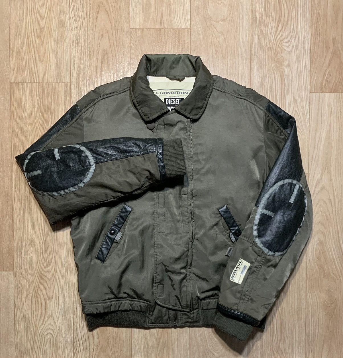 Image of Archival Clothing x Diesel Vintage Diesel Ncpu Leather Military Jacket in Green, Men's (Size XL)