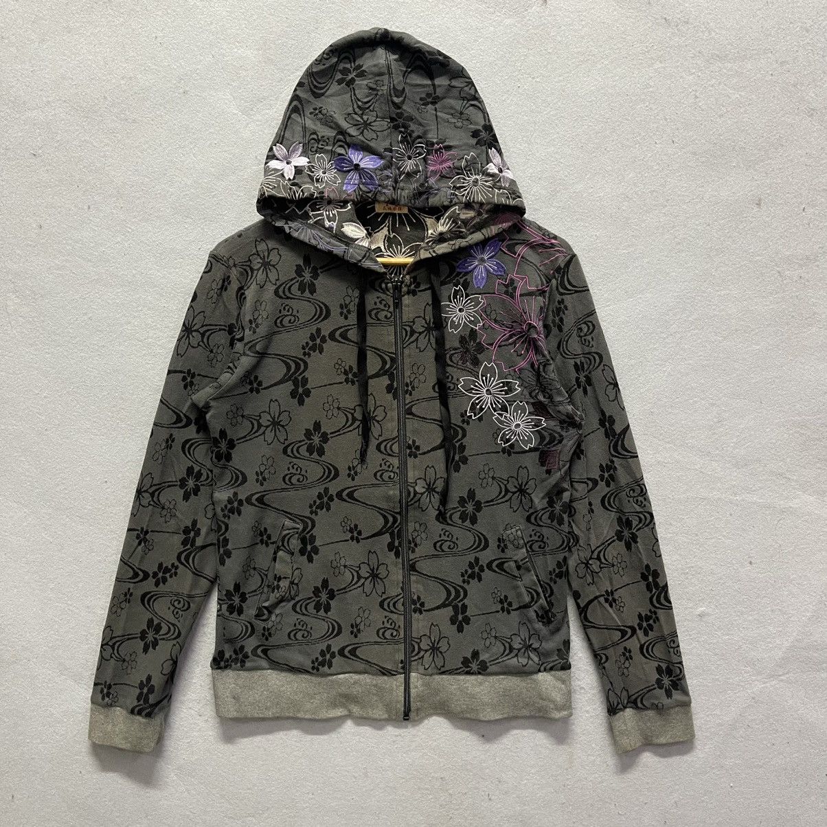 Japanese Brand Japanese Classic Script Floral Pattern Zip Hoodie Size US M / EU 48-50 / 2 - 1 Thumbnail