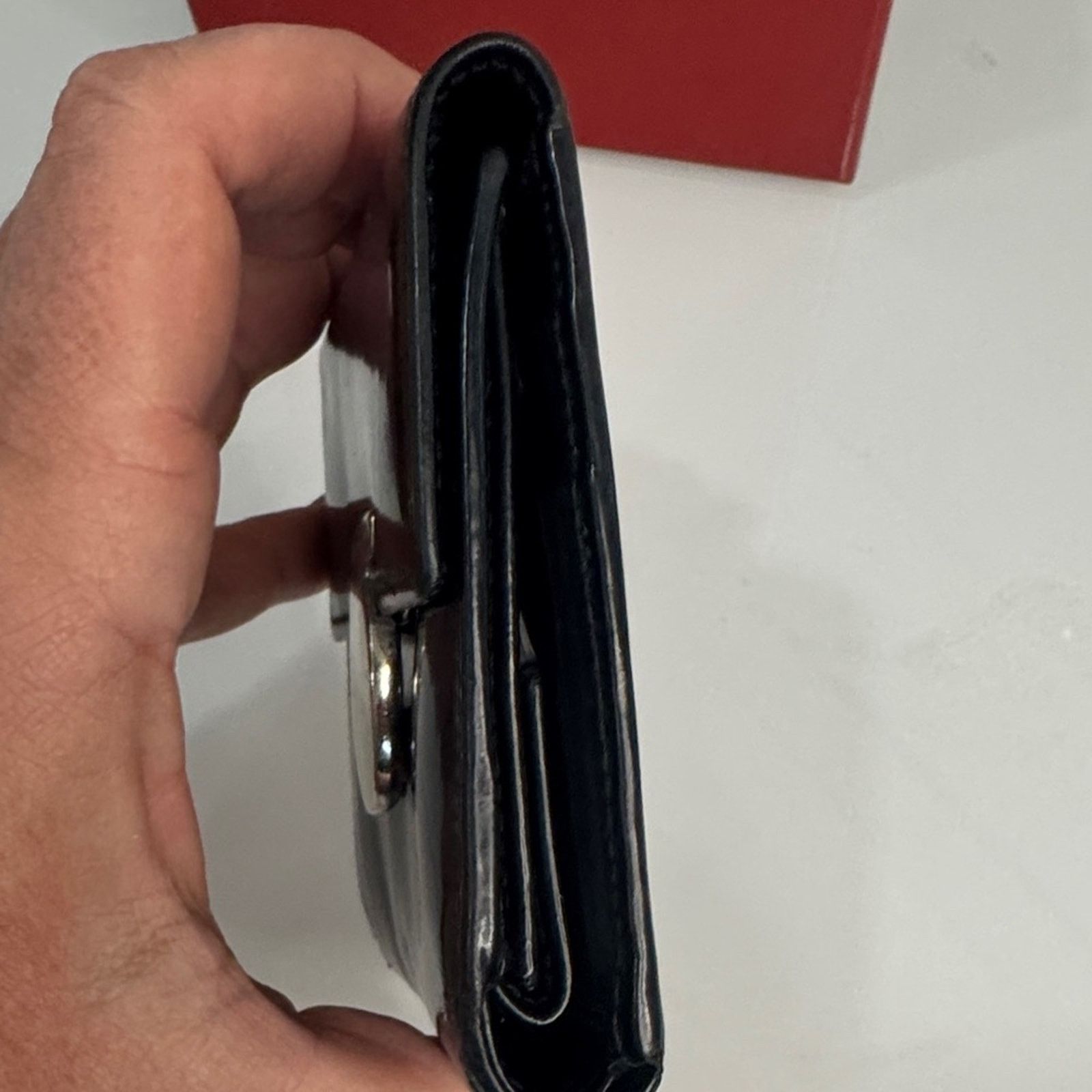 Salvatore Ferragamo Salvatore Ferragamo Black Card Holder with Silver Accent Size ONE SIZE - 4 Thumbnail