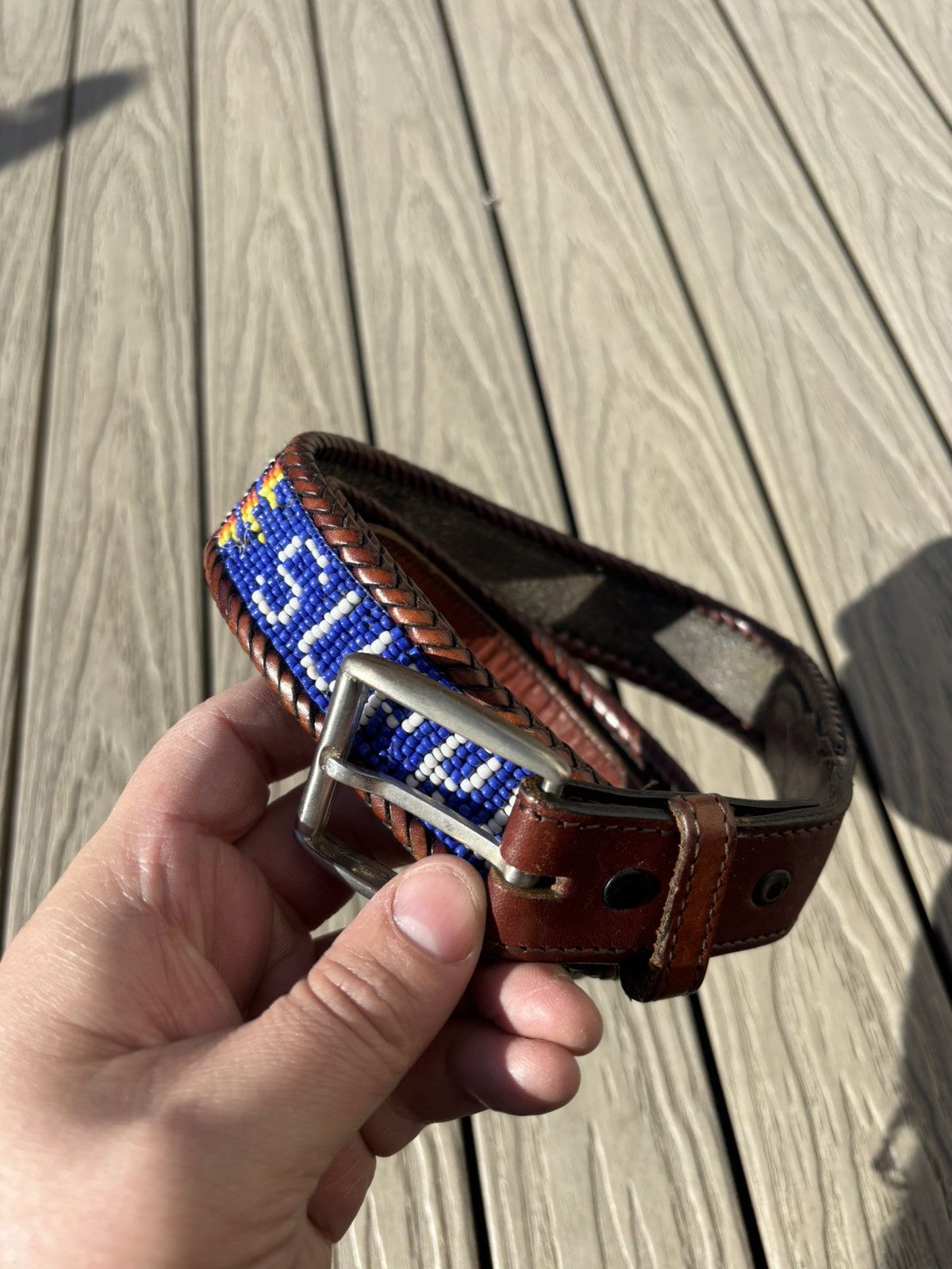 Supreme Supreme SS12 Aztec Beaded Leather Belt Blue S/M (30-32) Size 32 - 7 Thumbnail