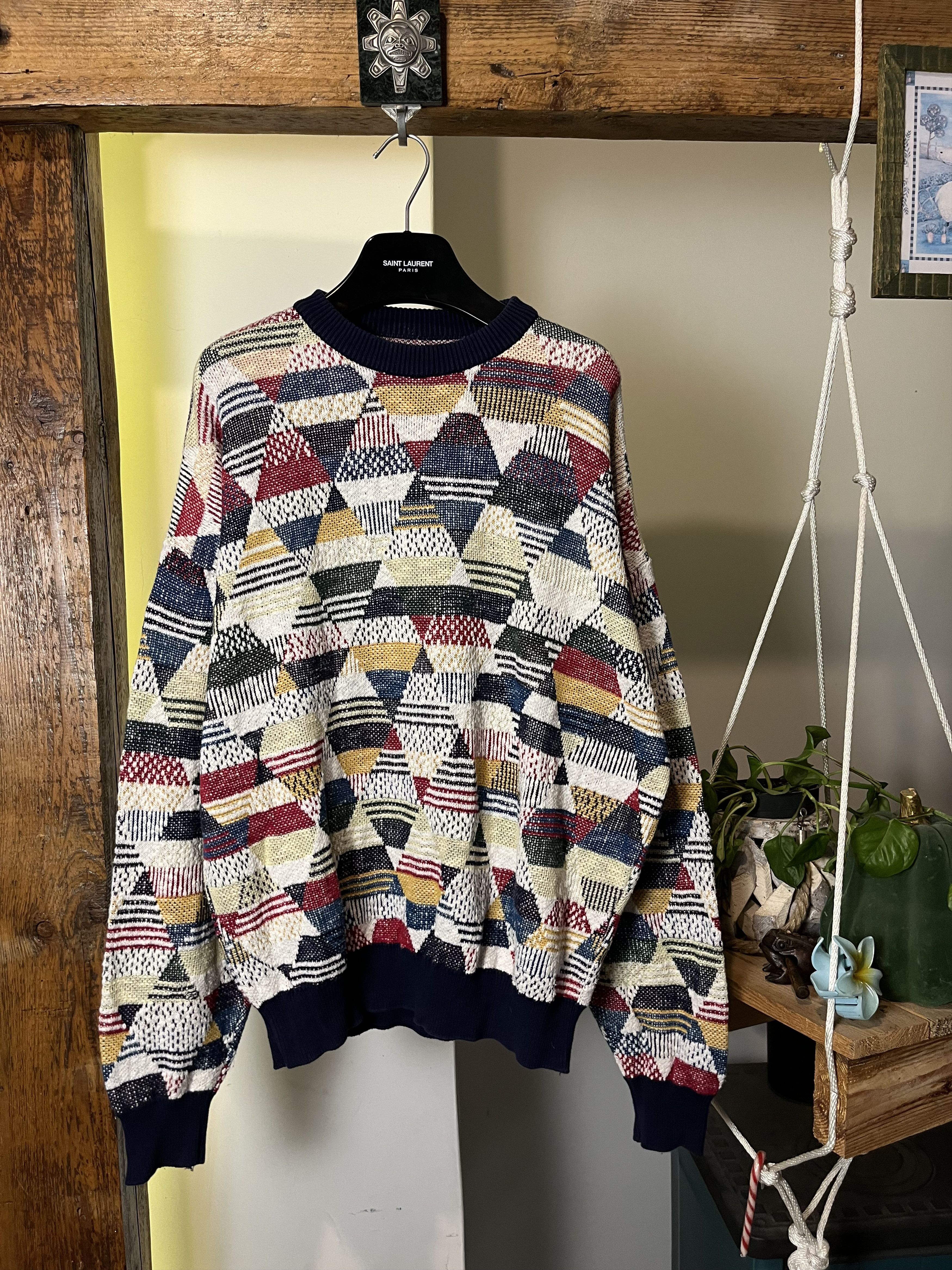 Hugo Boss × Vintage Vintage 80/90s Hugo Boss Multicolour Knitwear Sweater Size US M / EU 48-50 / 2 - 1 Thumbnail
