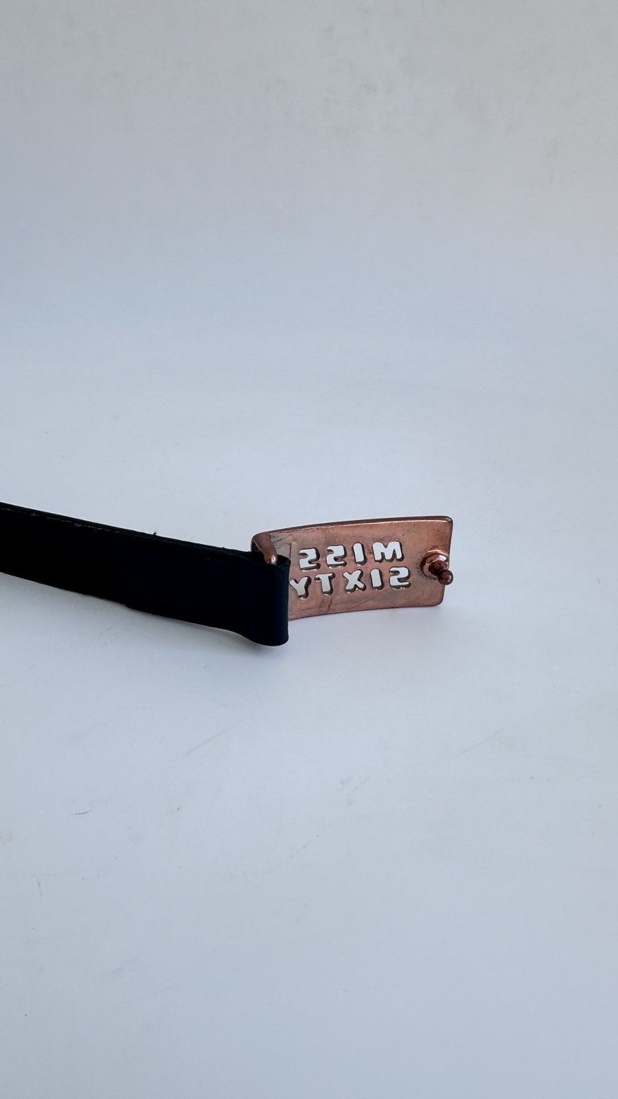 Miss Sixty Miss Sixty Leather Belt S Goth Cyber Grunge Big Metal Plate Size ONE SIZE - 5 Thumbnail