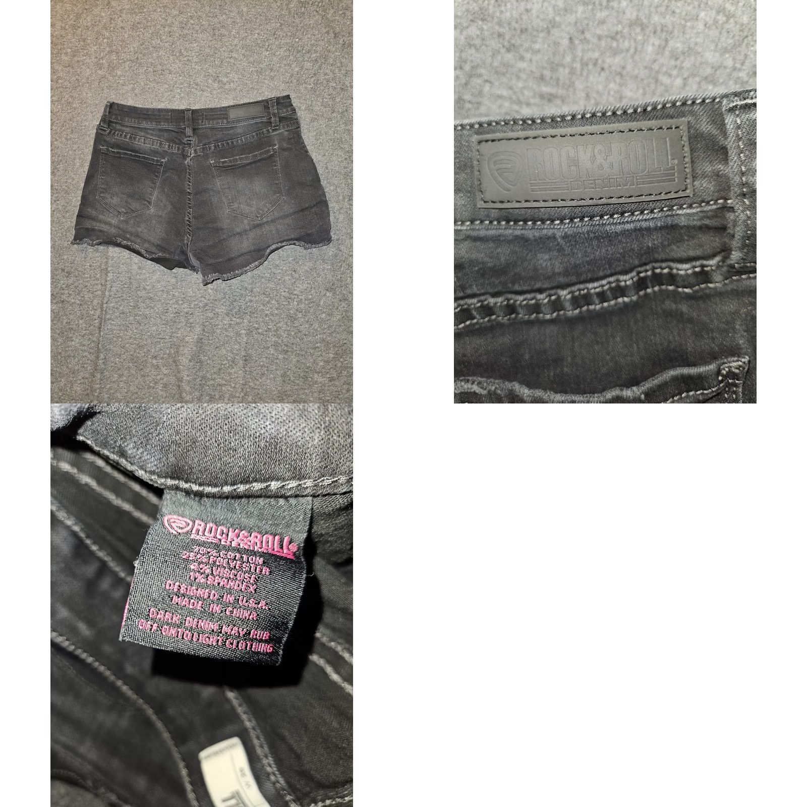 Vintage Rock & Roll Cowgirl Boyfriend Shorts Denim High Rise Button Fly Black 29 Women's Stretch Casual Size 29" - 8 Thumbnail