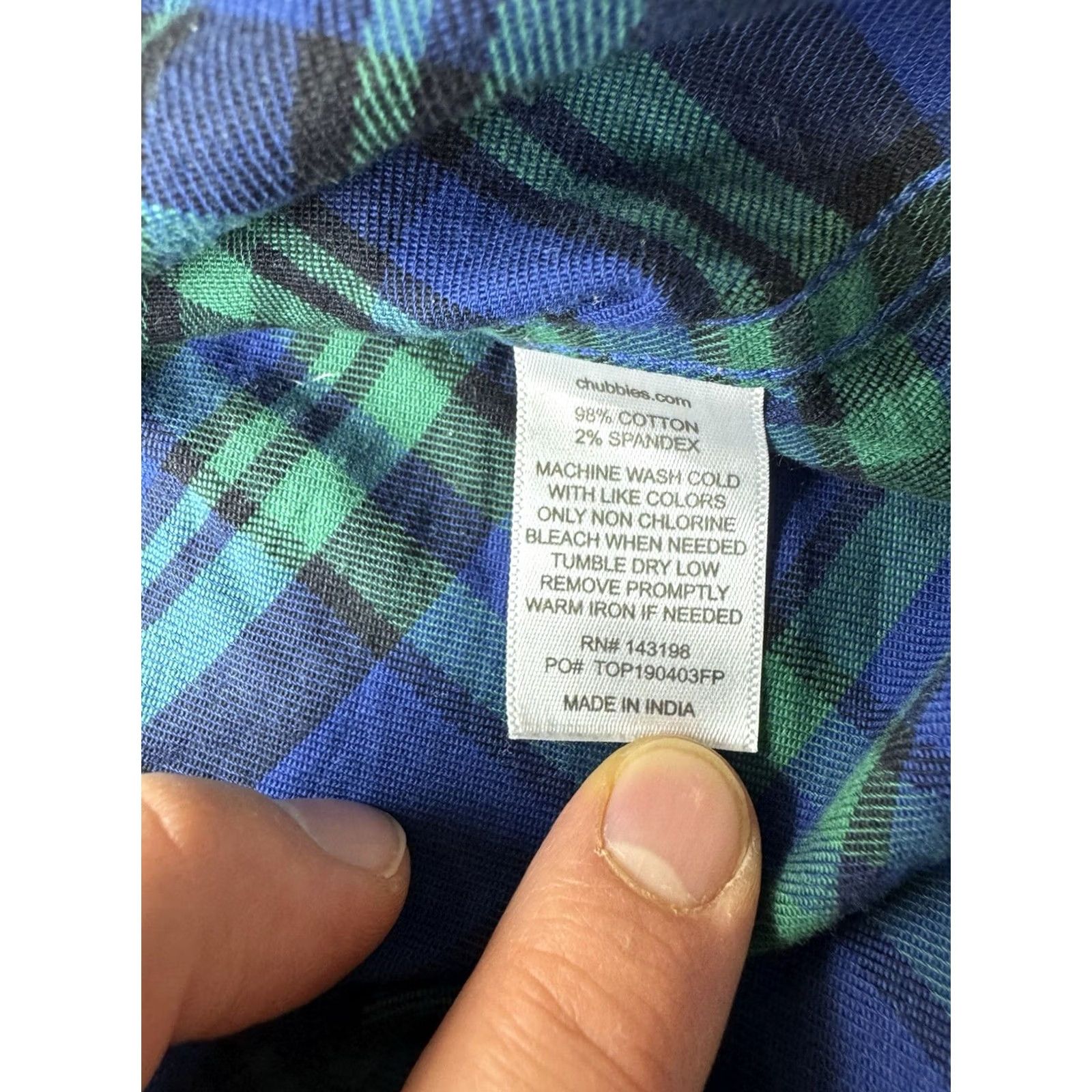 Chubbies Chubbies Shirt Mens Large Blue Plaid Flannel Button Down Long Sleeve Cotton Stretch Size US L / EU 52-54 / 3 - 6 Thumbnail