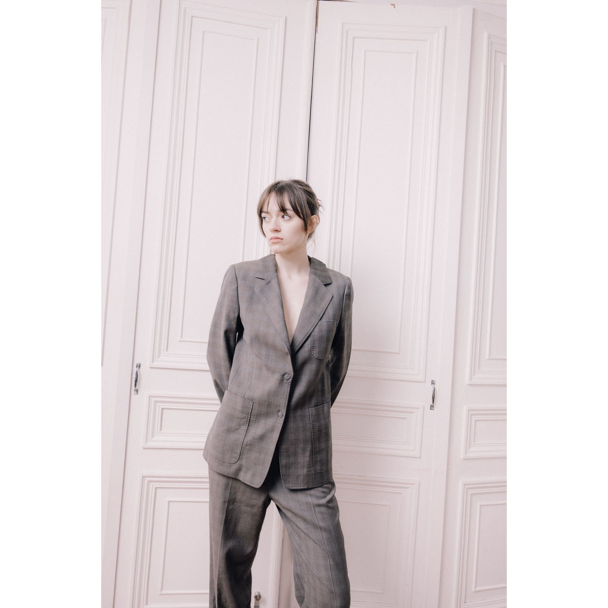 Maison Margiela FW 2004 Grey Cut Out Collar Blazer Jacket Size S / US 4 / IT 40 - 1 Thumbnail