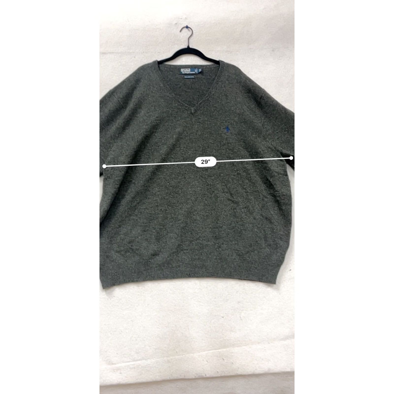 Polo Ralph Lauren Polo Ralph Lauren Sweater V-Neck 5X Lambswool Charcoal Grey Mens Pullover Knit Logo Long Sleeve Regular Vintage No Size US XXL / EU 58 / 5 - 8 Thumbnail