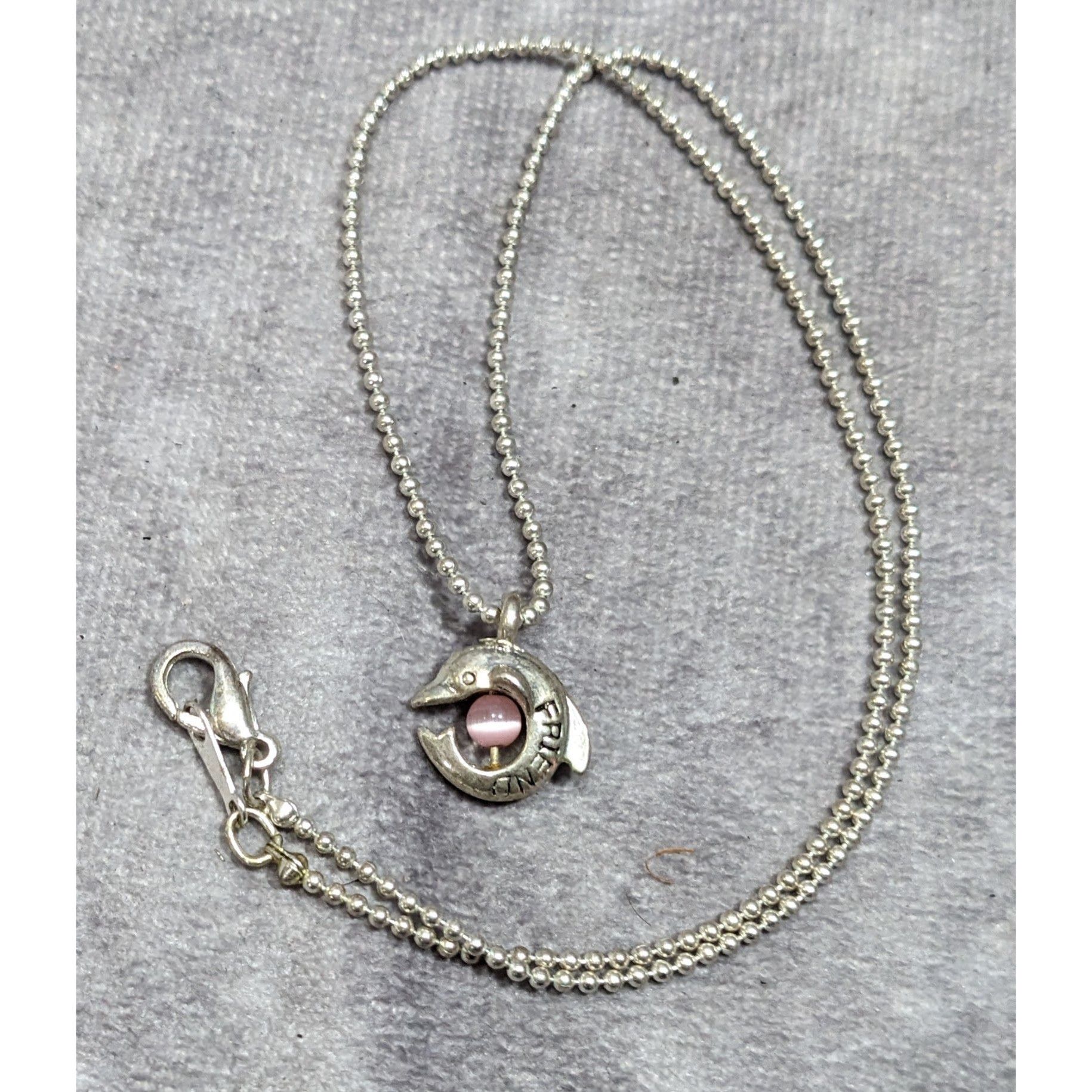 Other Minimalist Dolphin "Friend" Necklace Silver Tone With Pink C Size ONE SIZE - 6 Thumbnail