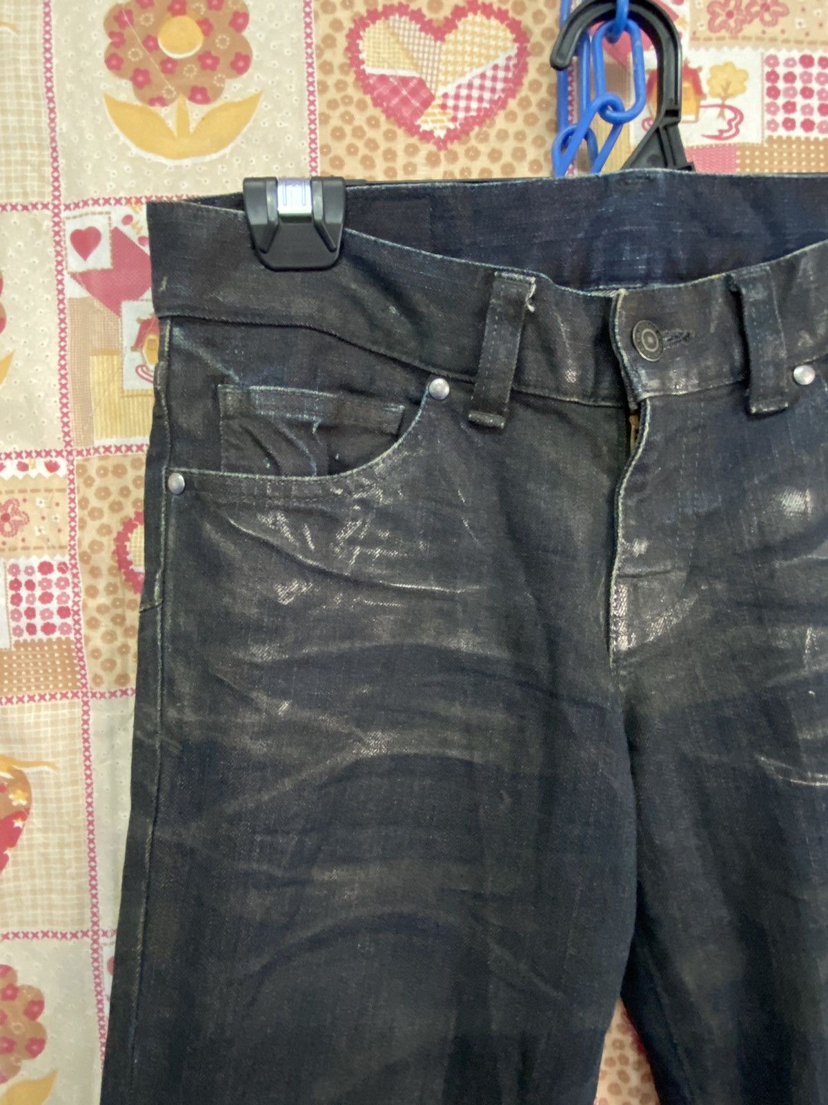 Tornado Mart Tornado Mart Lace Up Denim Black Oilcloth Flare Boot Cut Size US 29 - 10 Thumbnail