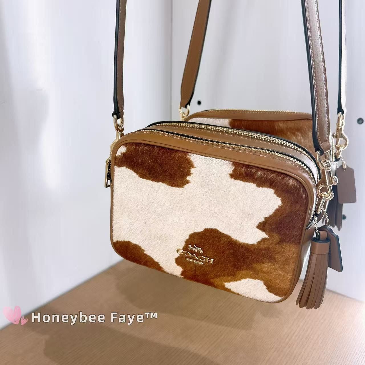Coach Mini Carey Crossbody Bag In Haircalf With Cow Print CEK71 Size ONE SIZE - 3 Thumbnail