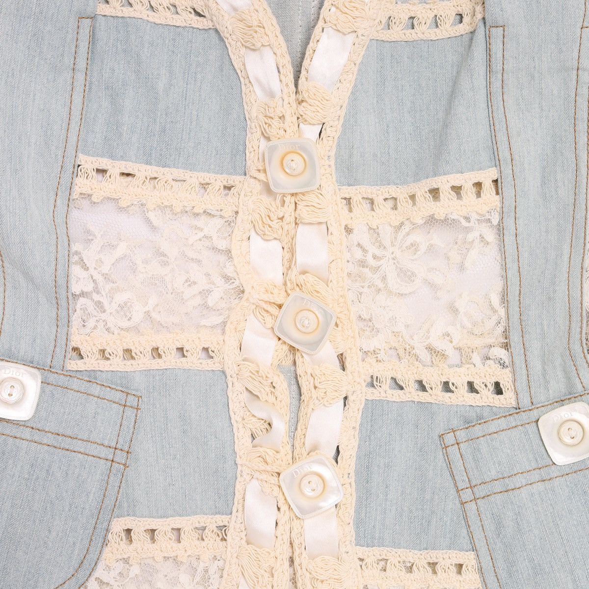 Dior Christian Dior by Galliano 2005 Lace Crochet Jacket Denim Size S / US 4 / IT 40 - 14 Thumbnail