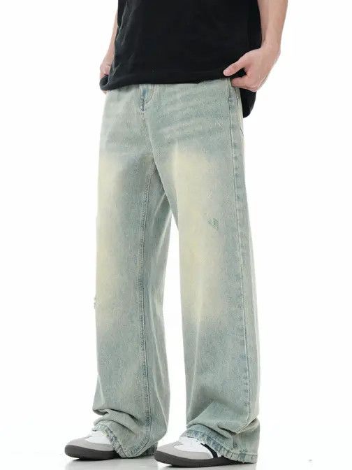 VIBE American men's washed distressed street vintage loose jeans Size US 32 / EU 48 - 7 Thumbnail