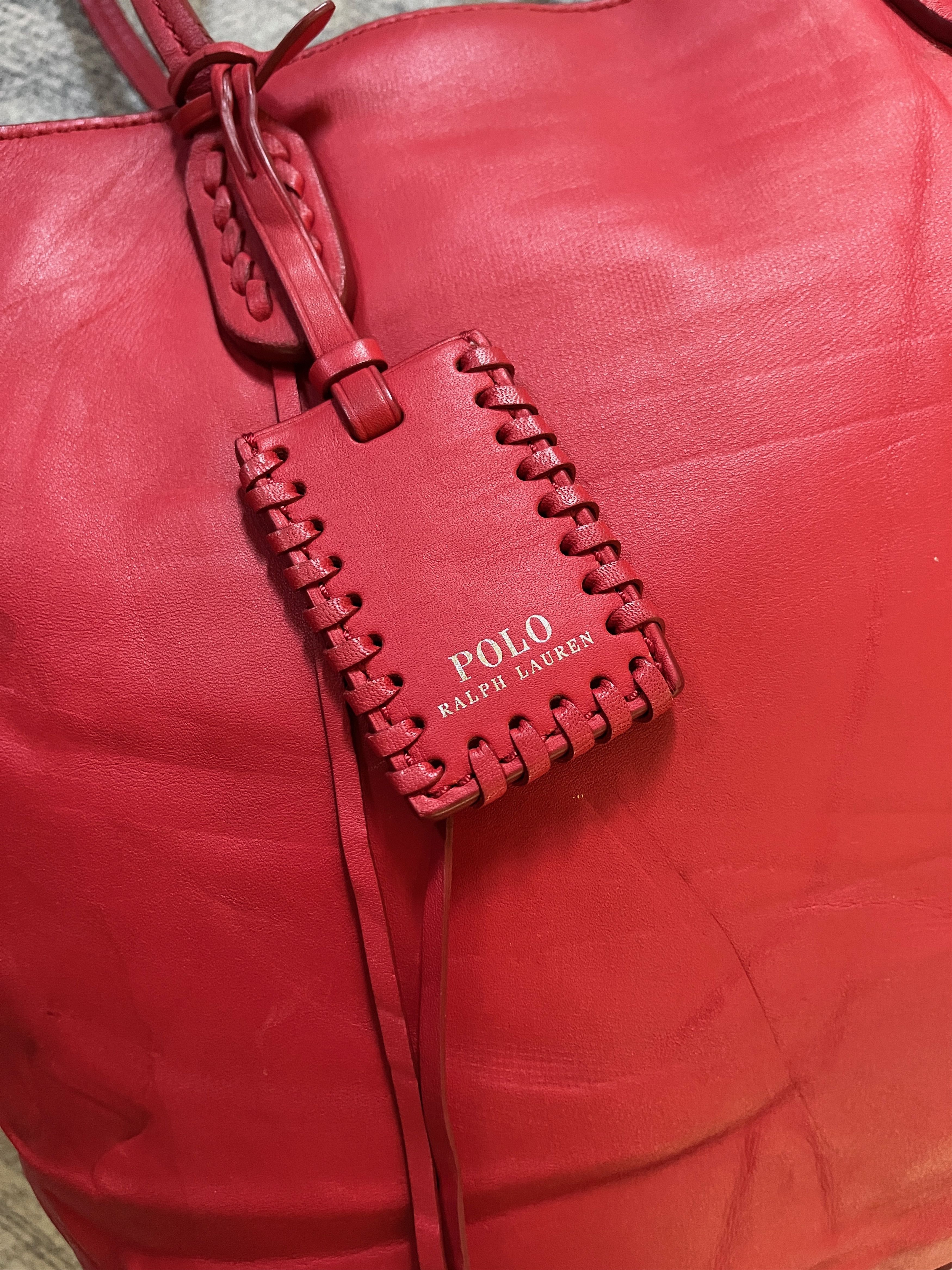 Polo Ralph Lauren Polo RL Full Leather in Red Tote Shoulder Bag Size ONE SIZE - 3 Thumbnail