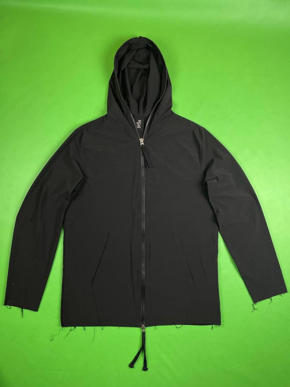 image of Thom Krom Black Nylon Hooded Lightweight Jacket, Men's (Size Large)