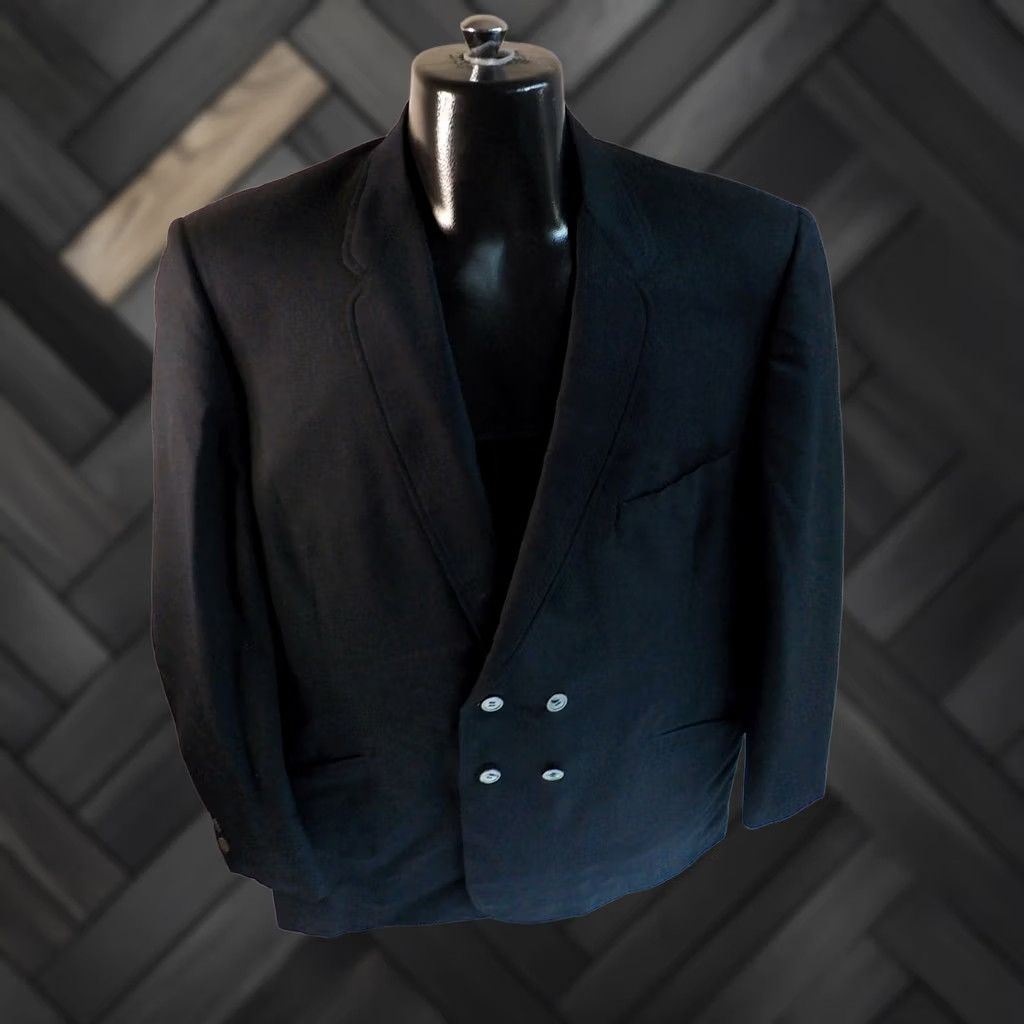 Vintage VTG Unlabeled Mens Double Breasted Blazer Black SZ 44R Size 44R - 1 Thumbnail