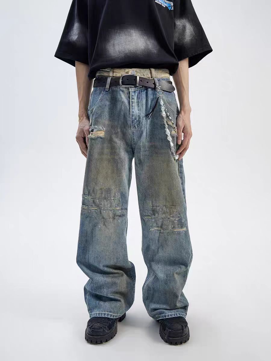 Other Double-waist straight-leg ripped jeans Size US 32 / EU 48 - 1 Thumbnail