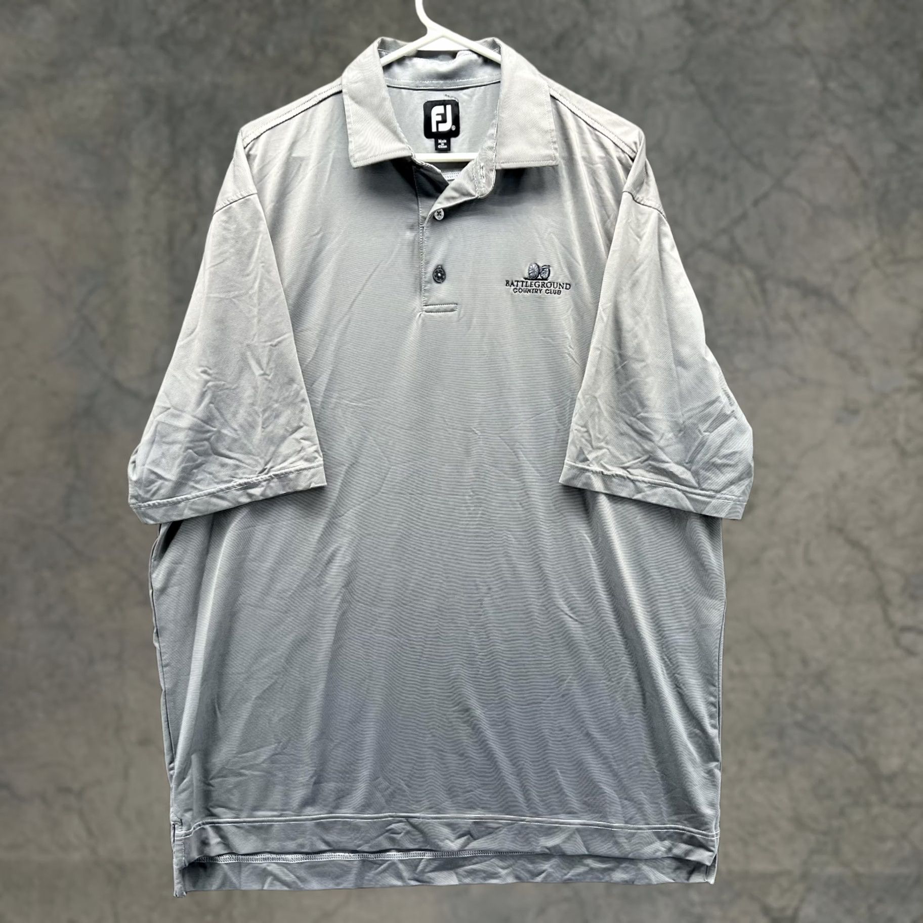 Footjoy FootJoy Polo Shirt Mens 2XL Gray Stripe Battleground Country Club Logo Golf Shirt Size US XXL / EU 58 / 5 - 1 Thumbnail
