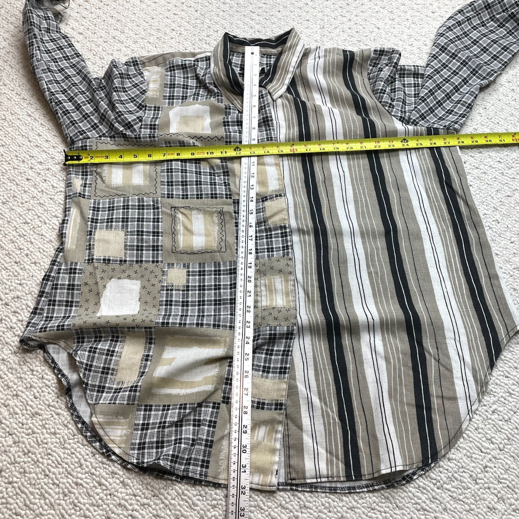 Vintage VINTAGE Stephanie Thomas Blouse Shirt Plaid Tunic Womens 20 Gray Collared Patch Size 3XL / US 20-22 - 7 Thumbnail