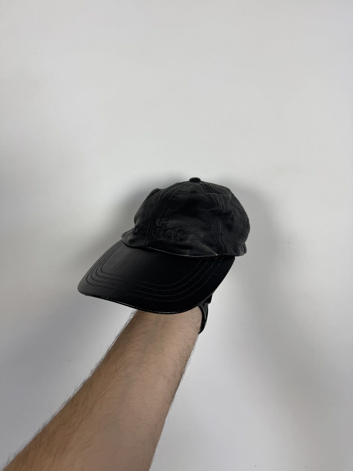 Adidas Rare Vintage 90s Adidas Black Leather Baseball Cap One Size Size ONE SIZE - 1 Thumbnail