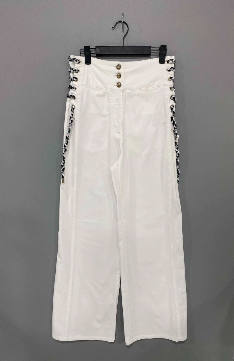 Chanel Chanel Drawstring high-waisted wide-leg jeans 2504-Nextarro Size 25" / US 0 / IT 36 - 1 Thumbnail